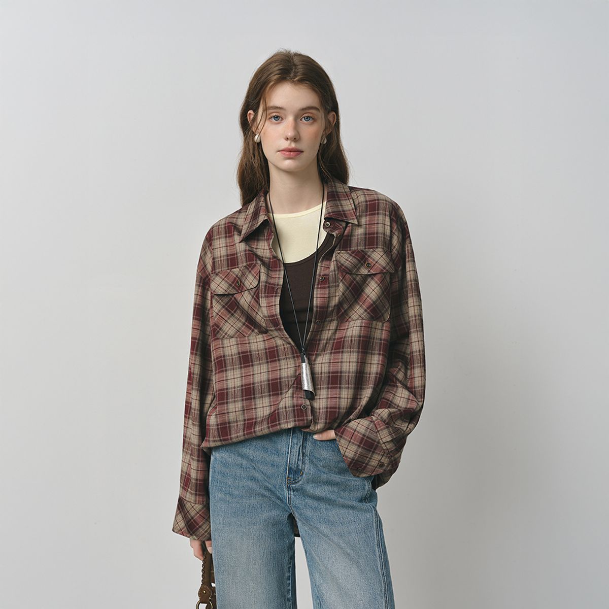 웬스데이딜라잇(WEDNESDAY DELIGHT) WD_Autumn plaid pocket shirt