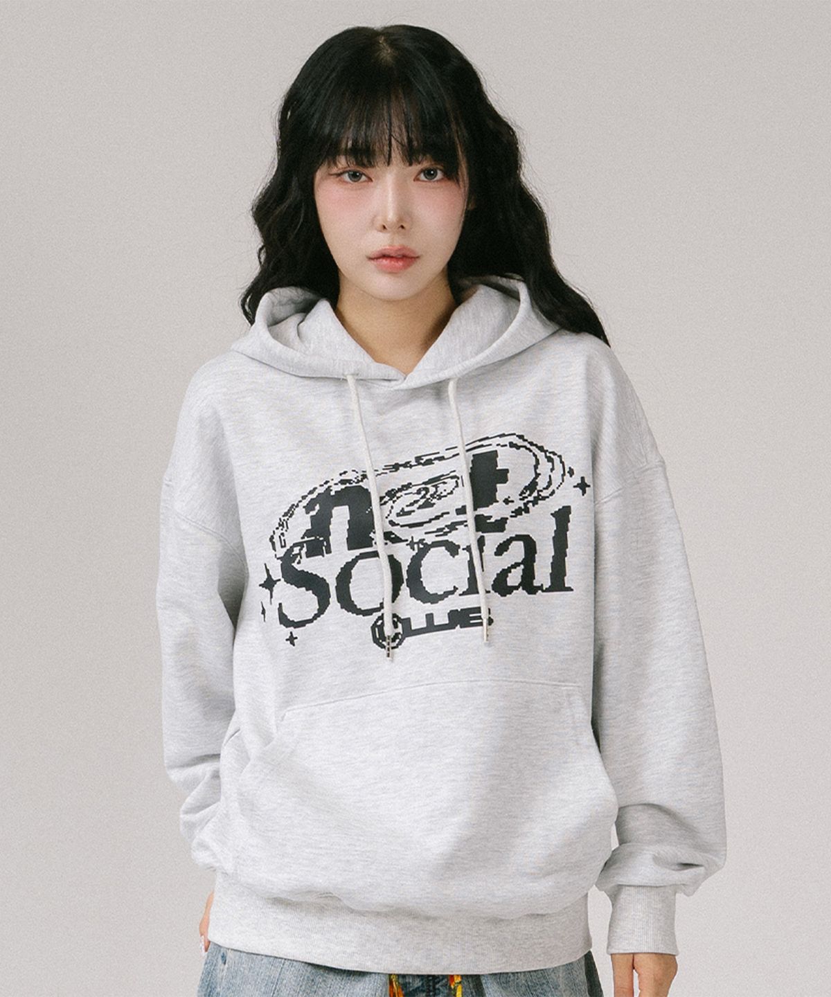 넷소셜클럽(NET SOCIAL CLUB) [기모선택] 올빗e 후드티 (라이트 멜란지)