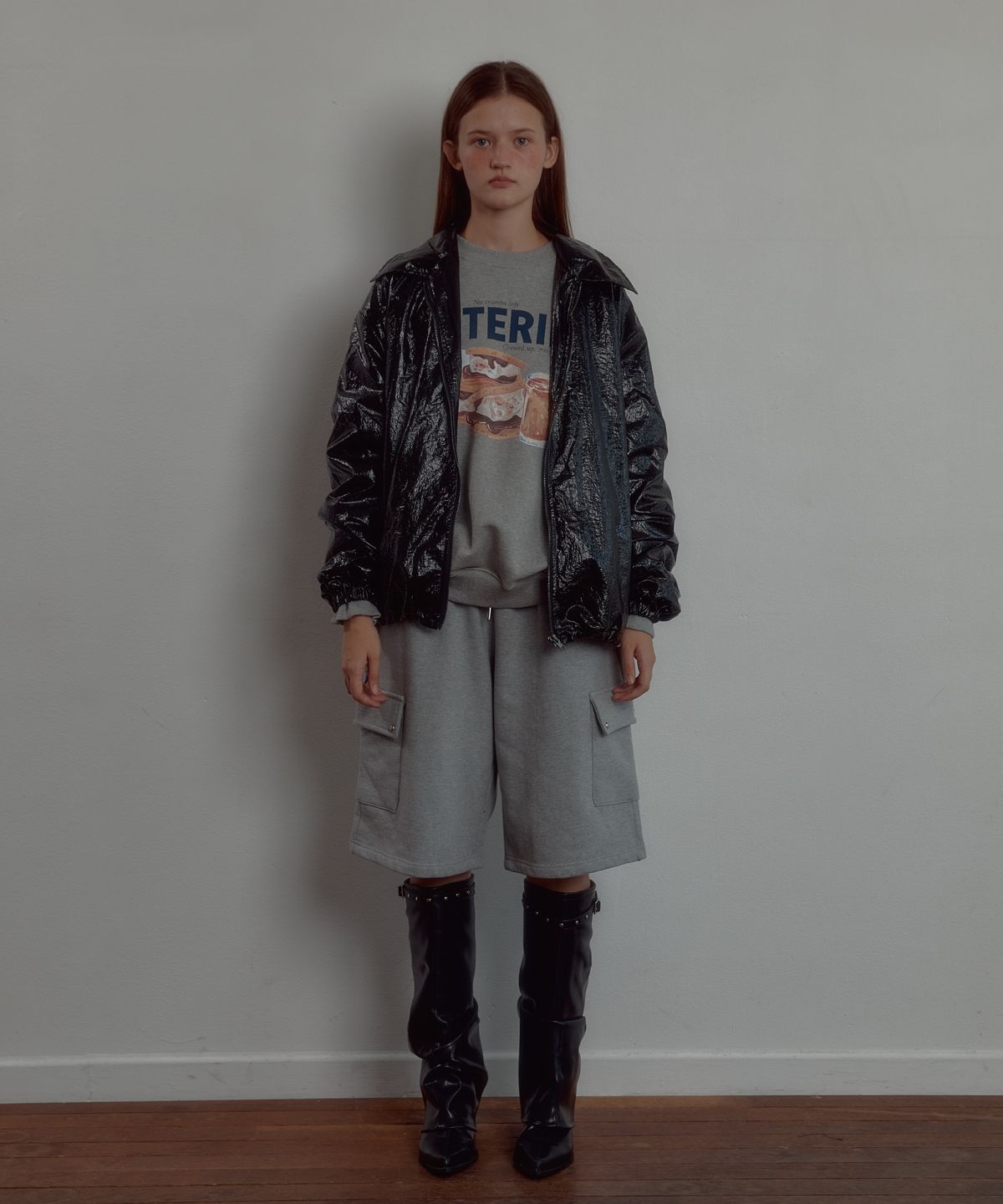 레터리(LETERIE) BERMUDA CARGO SWEAT PANTS_GREY
