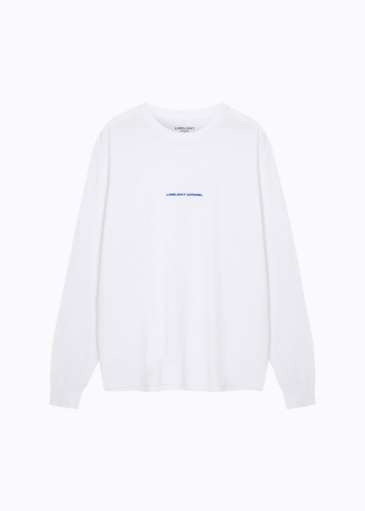 라임라잇 어패럴(LIMELIGHT APPAREL) 어패럴 자수 심플 로고 롱 슬리브 (화이트/블루)