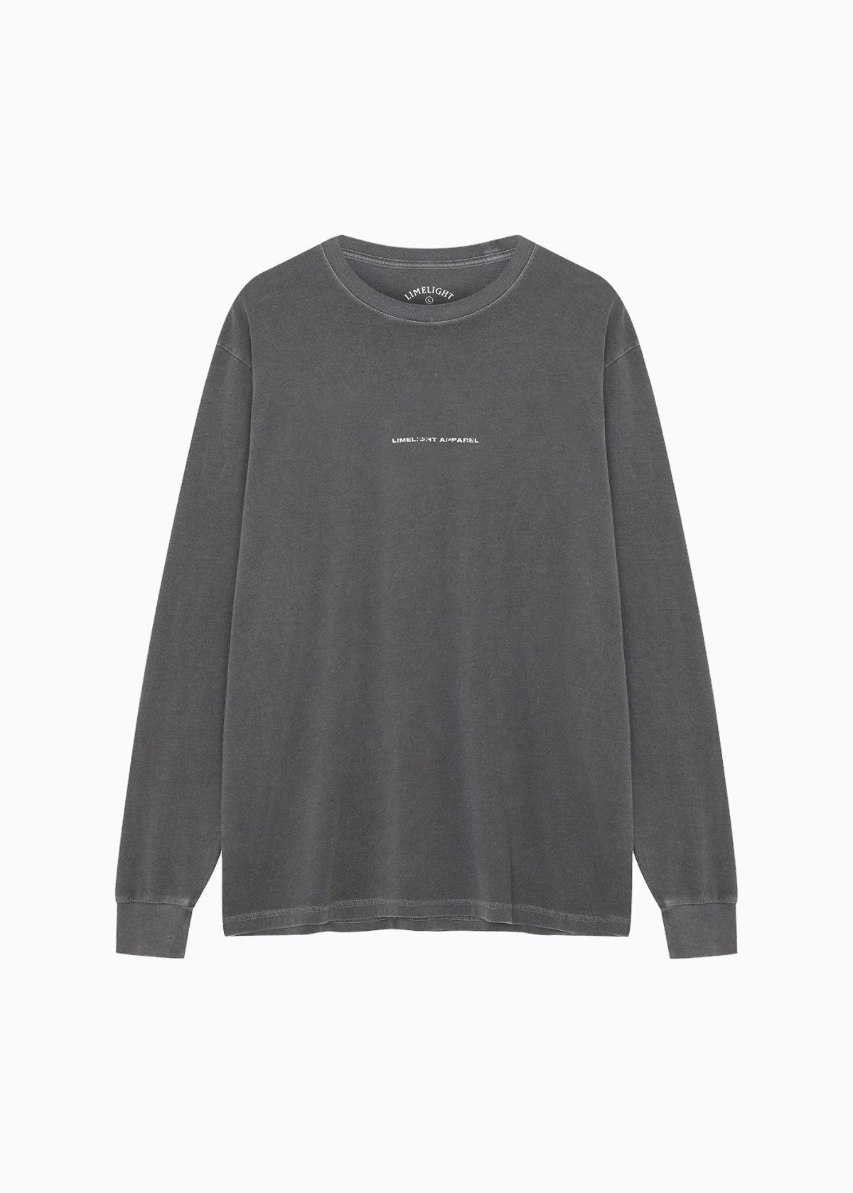라임라잇 어패럴(LIMELIGHT APPAREL) 어패럴 피그먼트 백 로고 롱 슬리브 (차콜/화이트)
