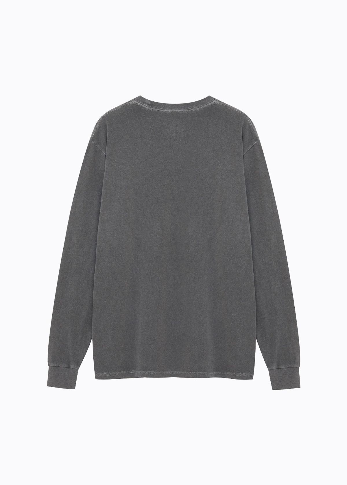 라임라잇 어패럴(LIMELIGHT APPAREL) 애슬릿 로고 피그먼트 롱 슬리브 티셔츠 (차콜/화이트)