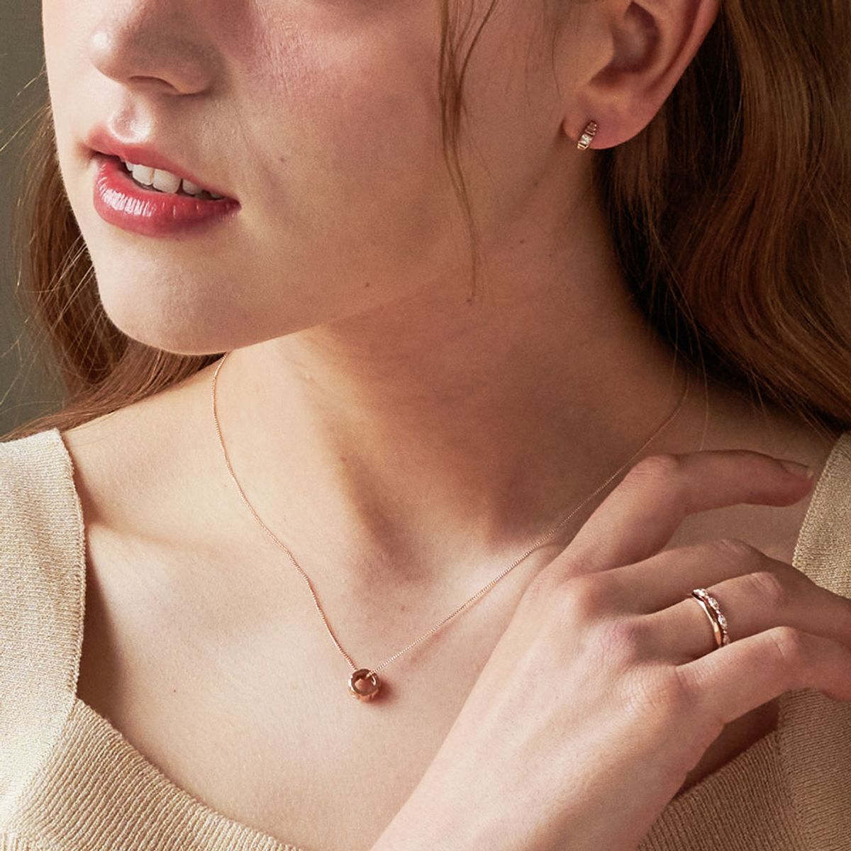 러비앤비(LOVEENB) [14K gold] 로타 스퀘어 링 귀걸이