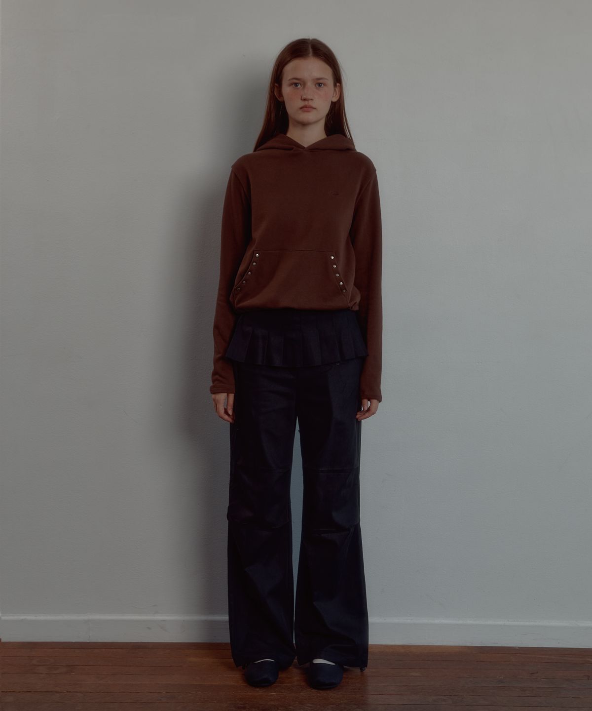 레터리(LETERIE) PLEATS WRAP SKIRT PANTS SET_BLACK