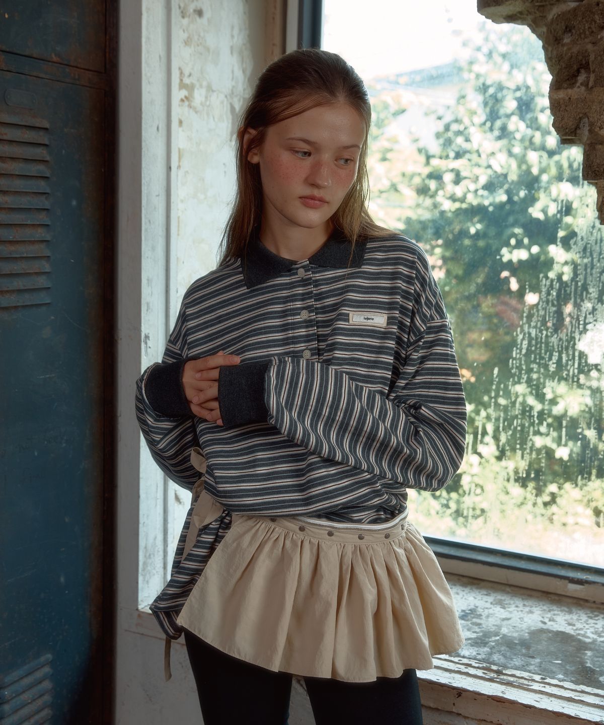 레터리(LETERIE) STUD PLEATS WRAP SKIRT_BEIGE