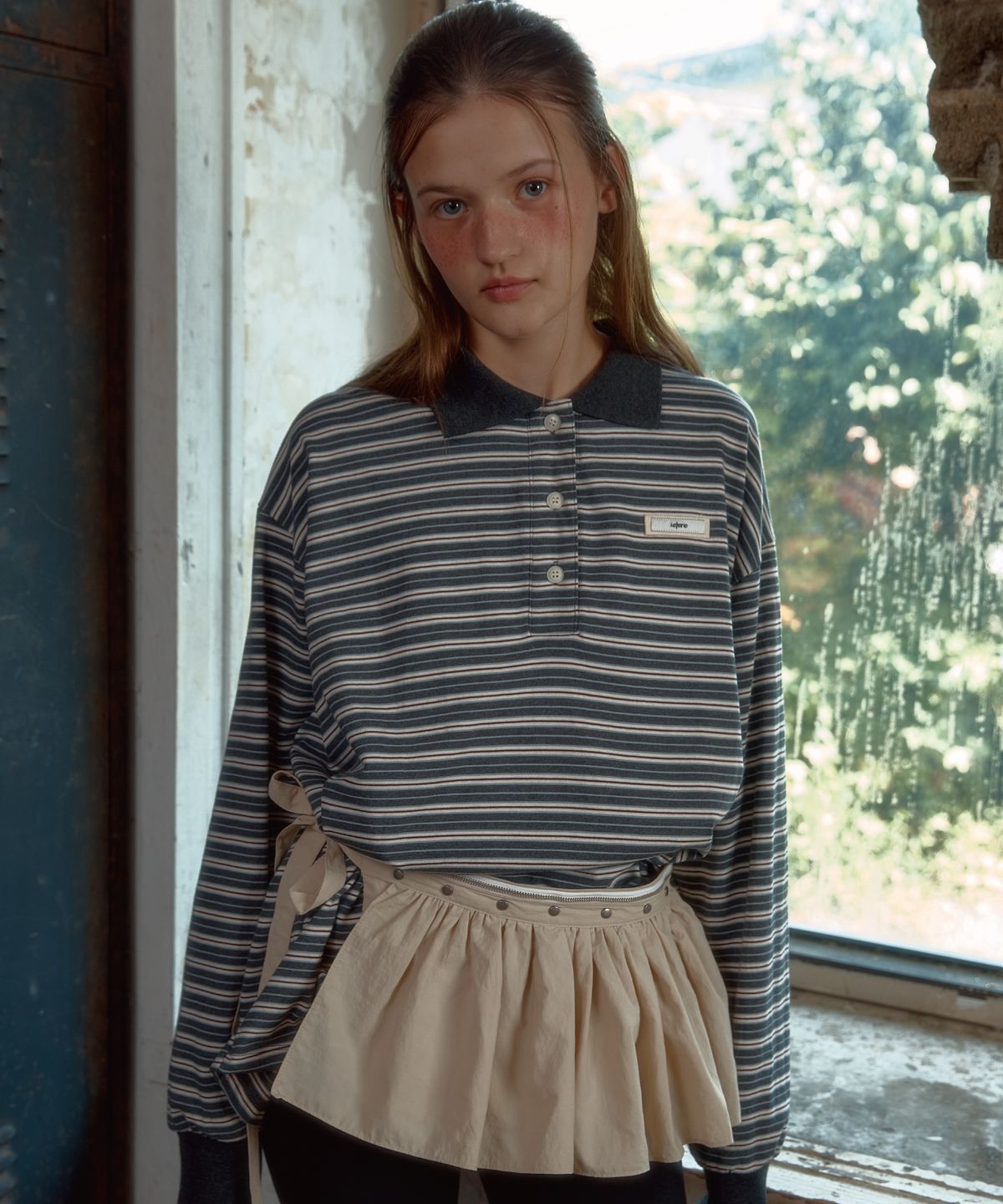 레터리(LETERIE) STUD PLEATS WRAP SKIRT_BEIGE