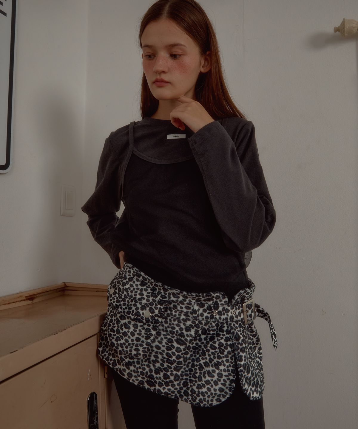 레터리(LETERIE) LEOPARD BELT WRAP SKIRT_IVORY