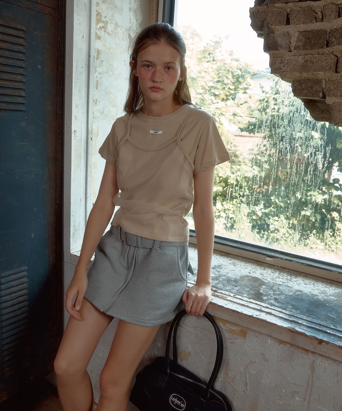 레터리(LETERIE) BELT ZIPPER MINI SKIRT_GREY