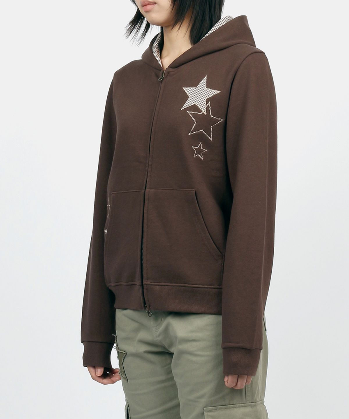 써넥트(SUNNECT) Stars Zip Up Hoodie - Brown