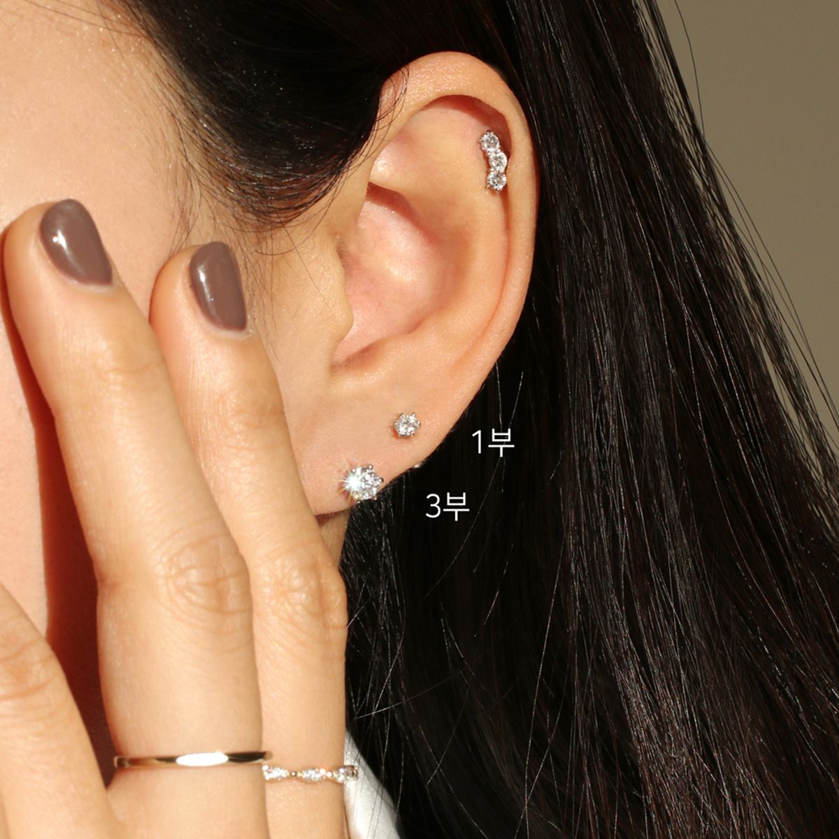 러비앤비(LOVEENB) [14K gold] 디아 3부 랩다이아몬드 피어싱