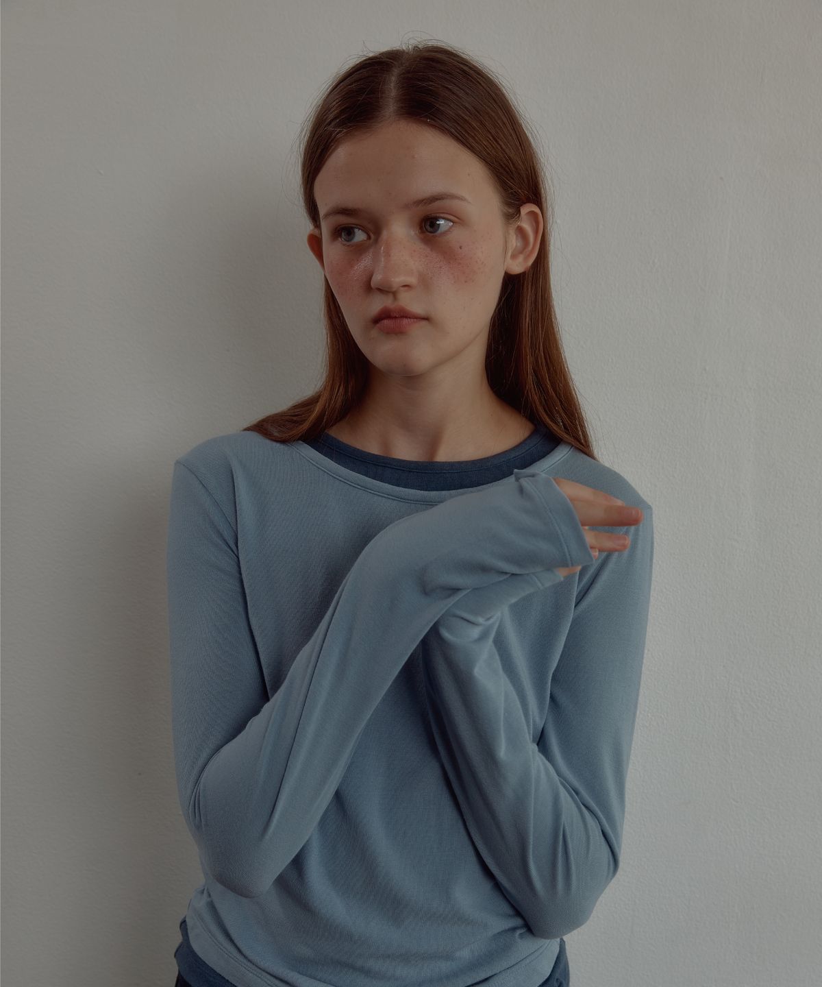 레터리(LETERIE) DOUBLE LAYERED LONGSLEEVE TEE_BLUE