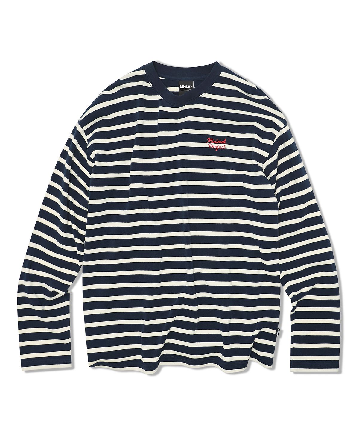 미니멀프로젝트(MINIMALPROJECT) 드로잉 오버 스트라이프 롱 슬리브 MLT118  [NAVY]