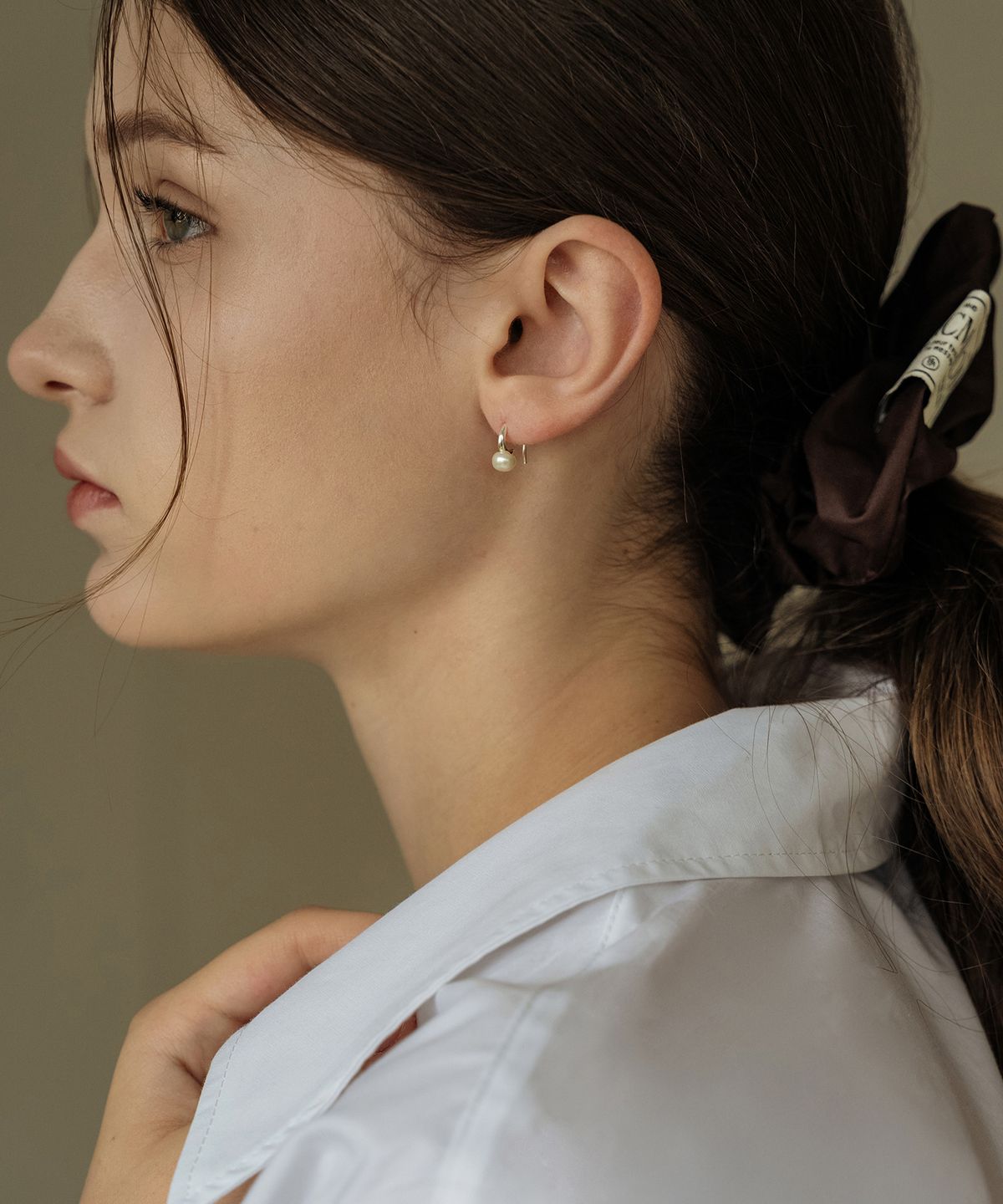 하스(HAS) HON017 Flat pearl hook Earrings