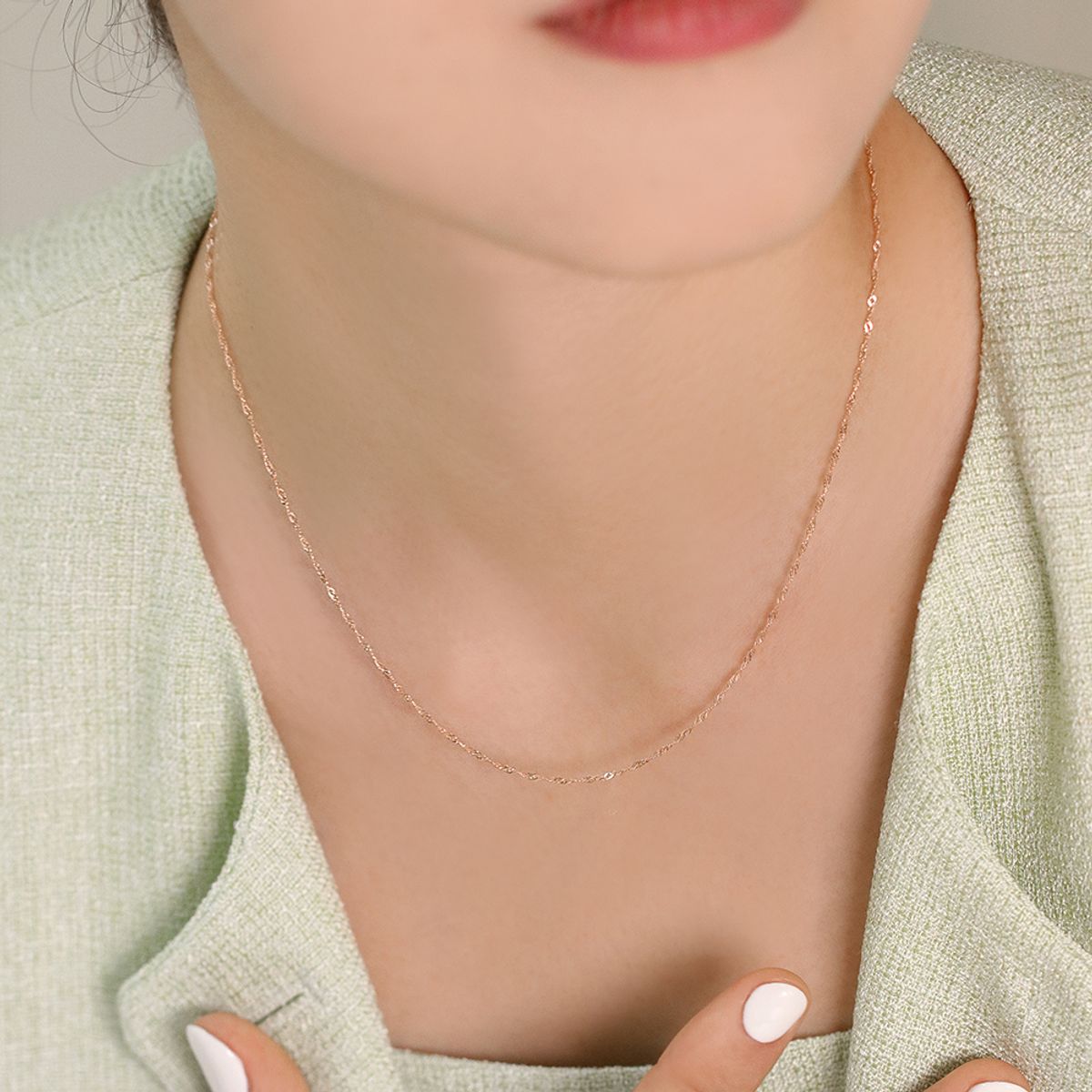 러비앤비(LOVEENB) [14K gold] 에밀리 레이스 체인 목걸이