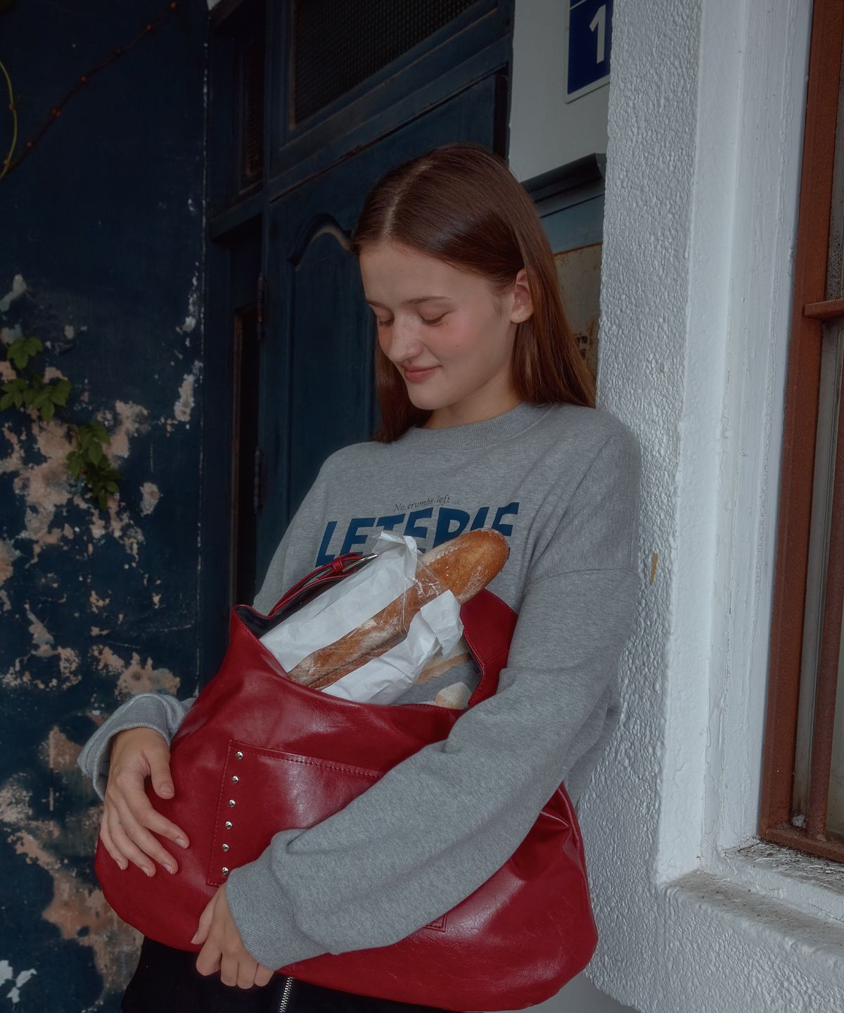레터리(LETERIE) BUTTER CROISSANT SWEATSHIRT_GREY