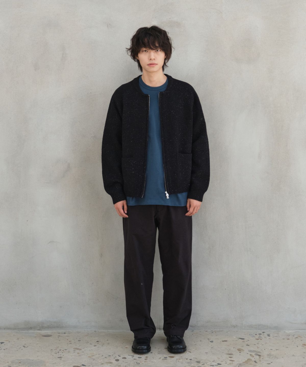 홀리선(HORLISUN) Cove Brushed Loose Pants Black