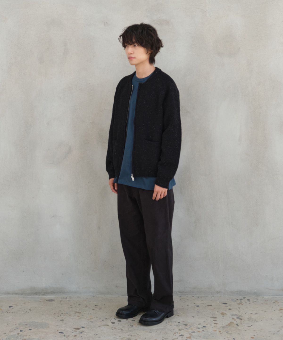 홀리선(HORLISUN) Cove Brushed Loose Pants Black