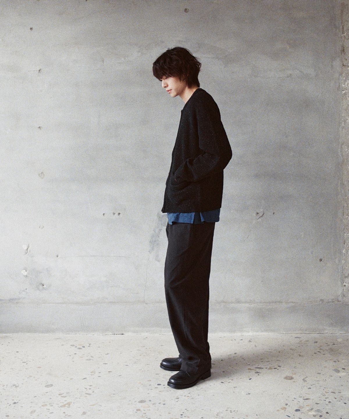 홀리선(HORLISUN) Cove Brushed Loose Pants Black