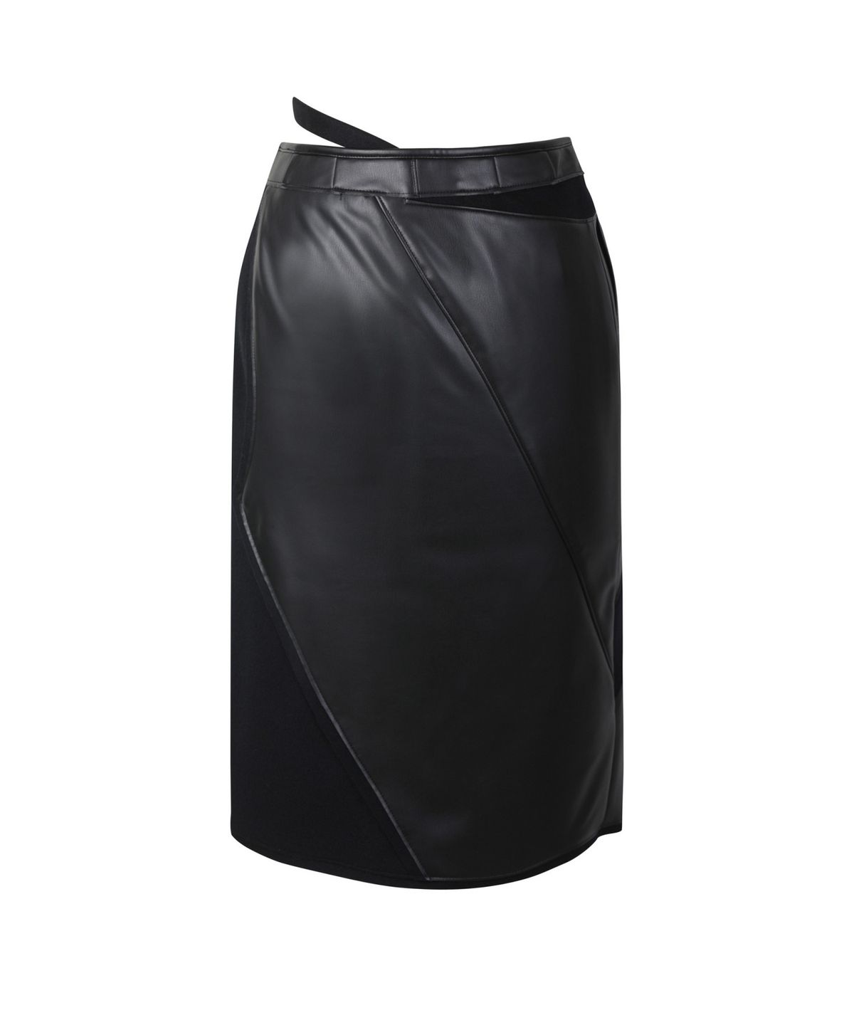 래코드(RECODE) Recycled Leather Asymmetric Midi Skirt RQKAW23405BKX
