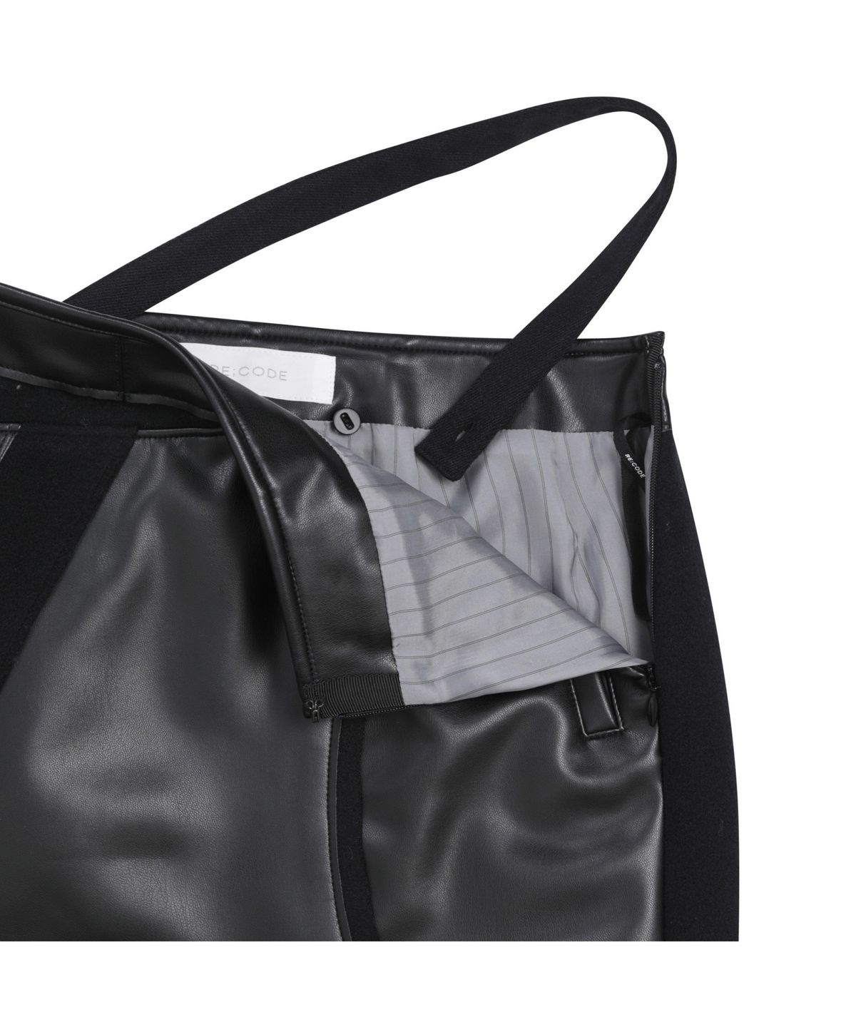 래코드(RECODE) Recycled Leather Asymmetric Midi Skirt RQKAW23405BKX