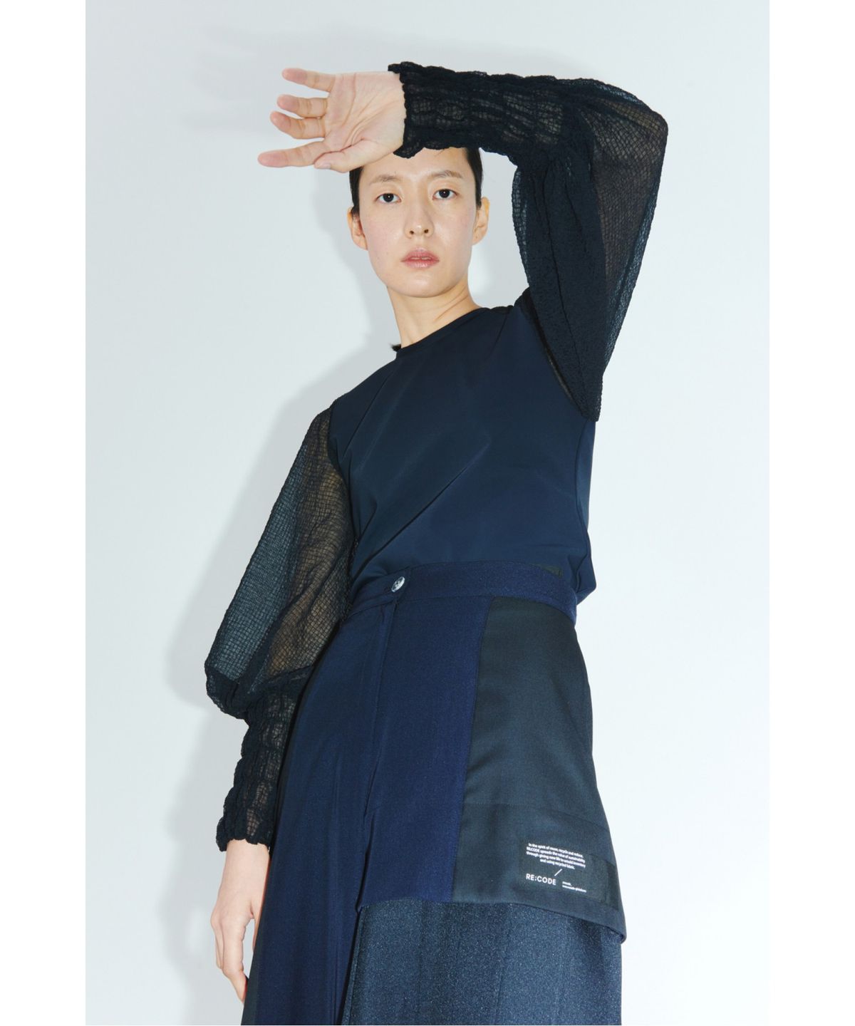 래코드(RECODE) Black smocking top _RQTAS22594BKX
