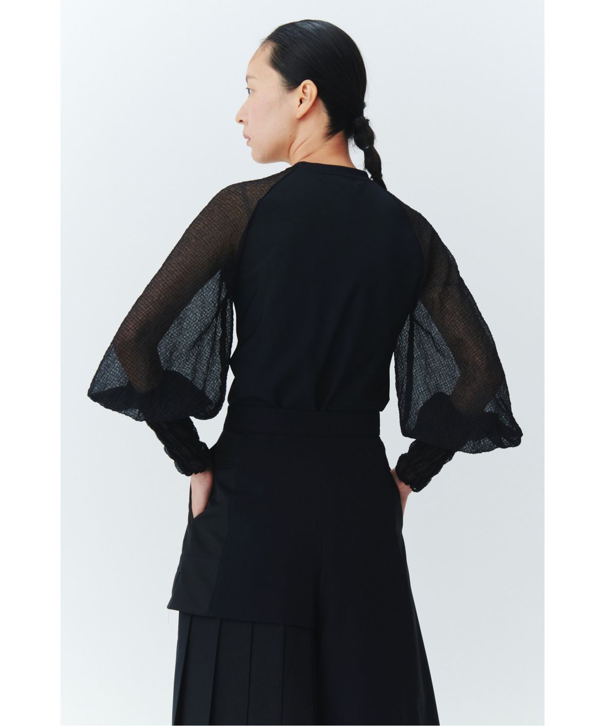 래코드(RECODE) Black smocking top _RQTAS22594BKX