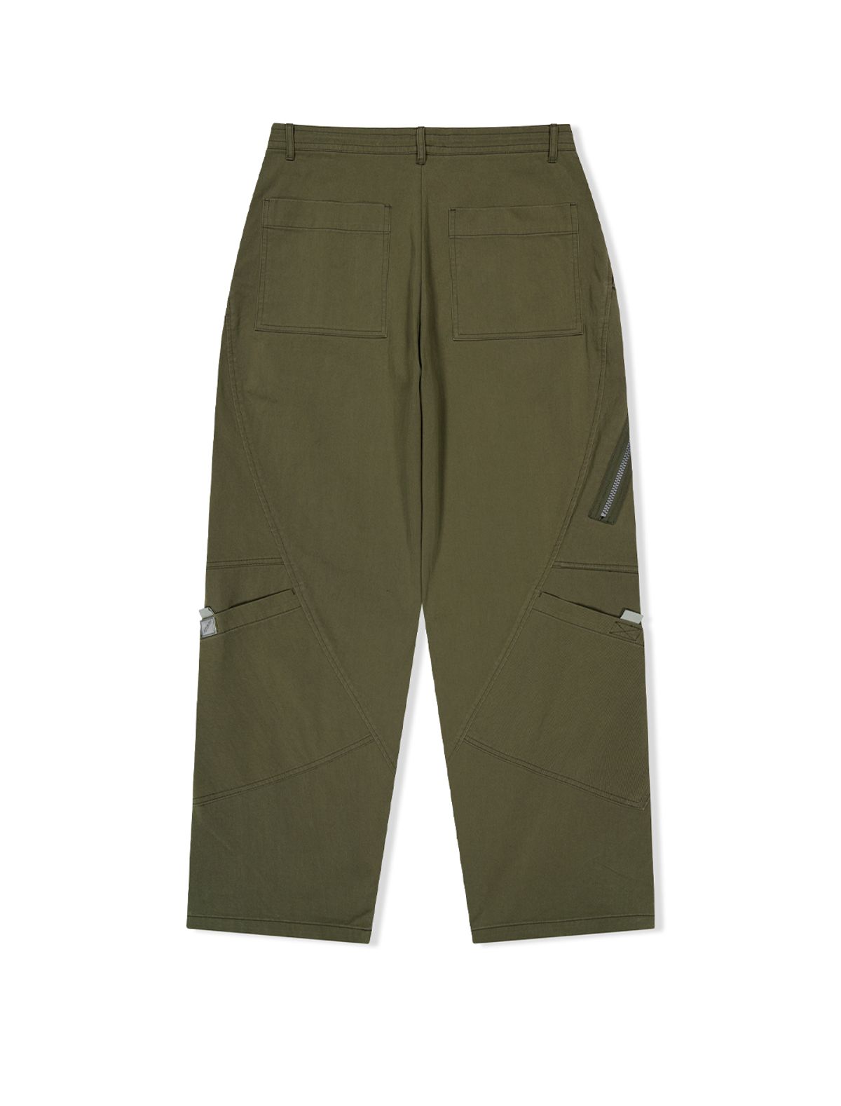 예스아이씨(YESEYESEE) Paneled Multi Pocket Pants Olive