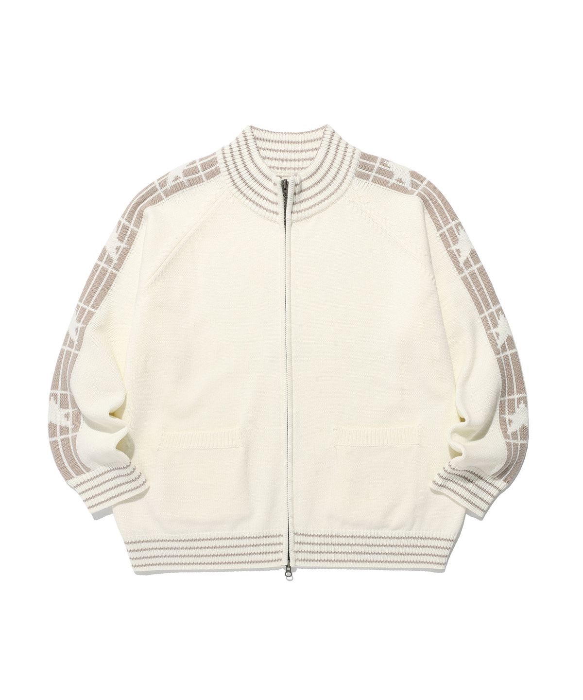 이스트쿤스트(ISTKUNST) STAR TRACK KNIT ZIP UP_IVORY(IK2FFMK684A)