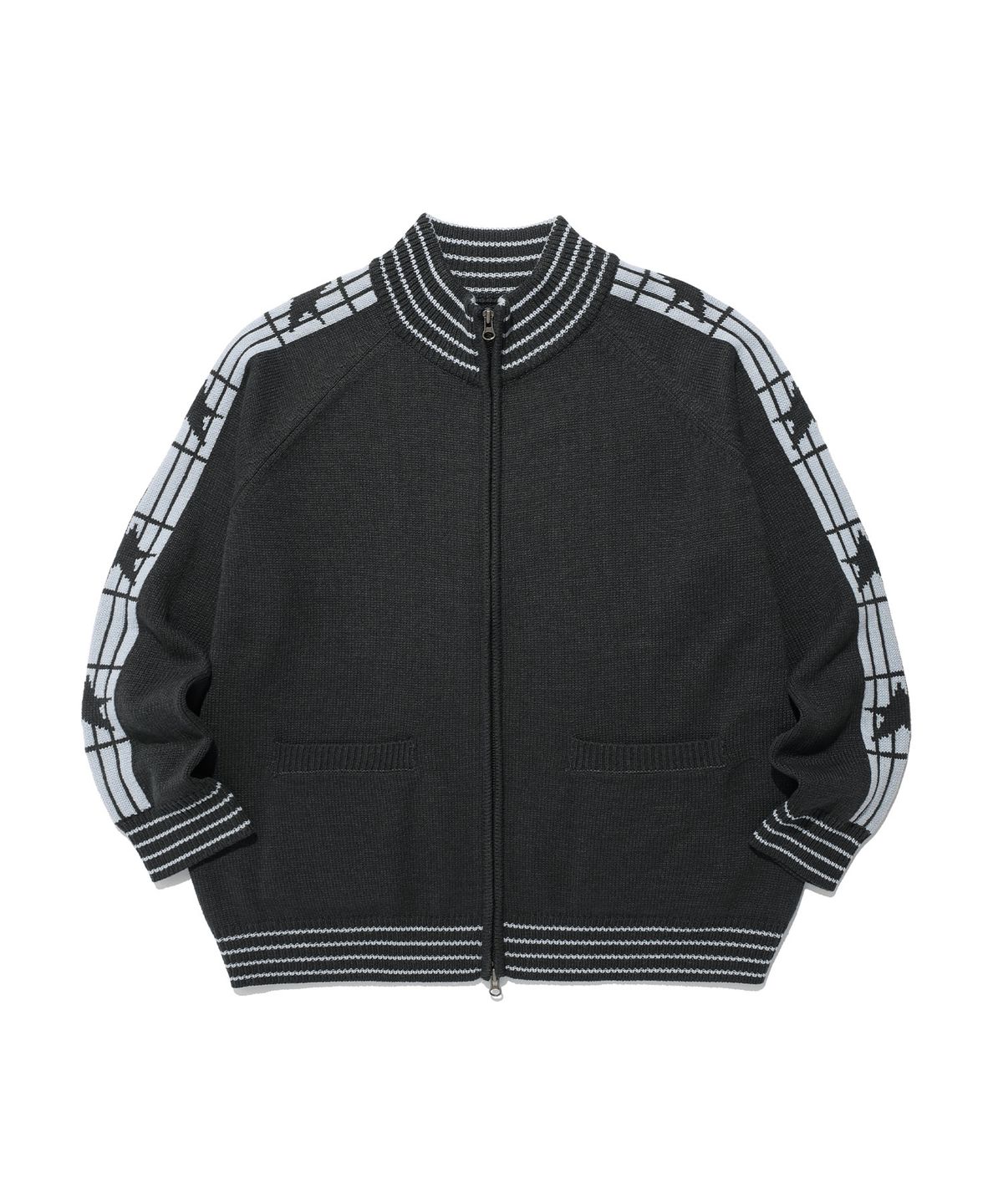 이스트쿤스트(ISTKUNST) STAR TRACK KNIT ZIP UP_CHARCOAL(IK2FFMK684A)