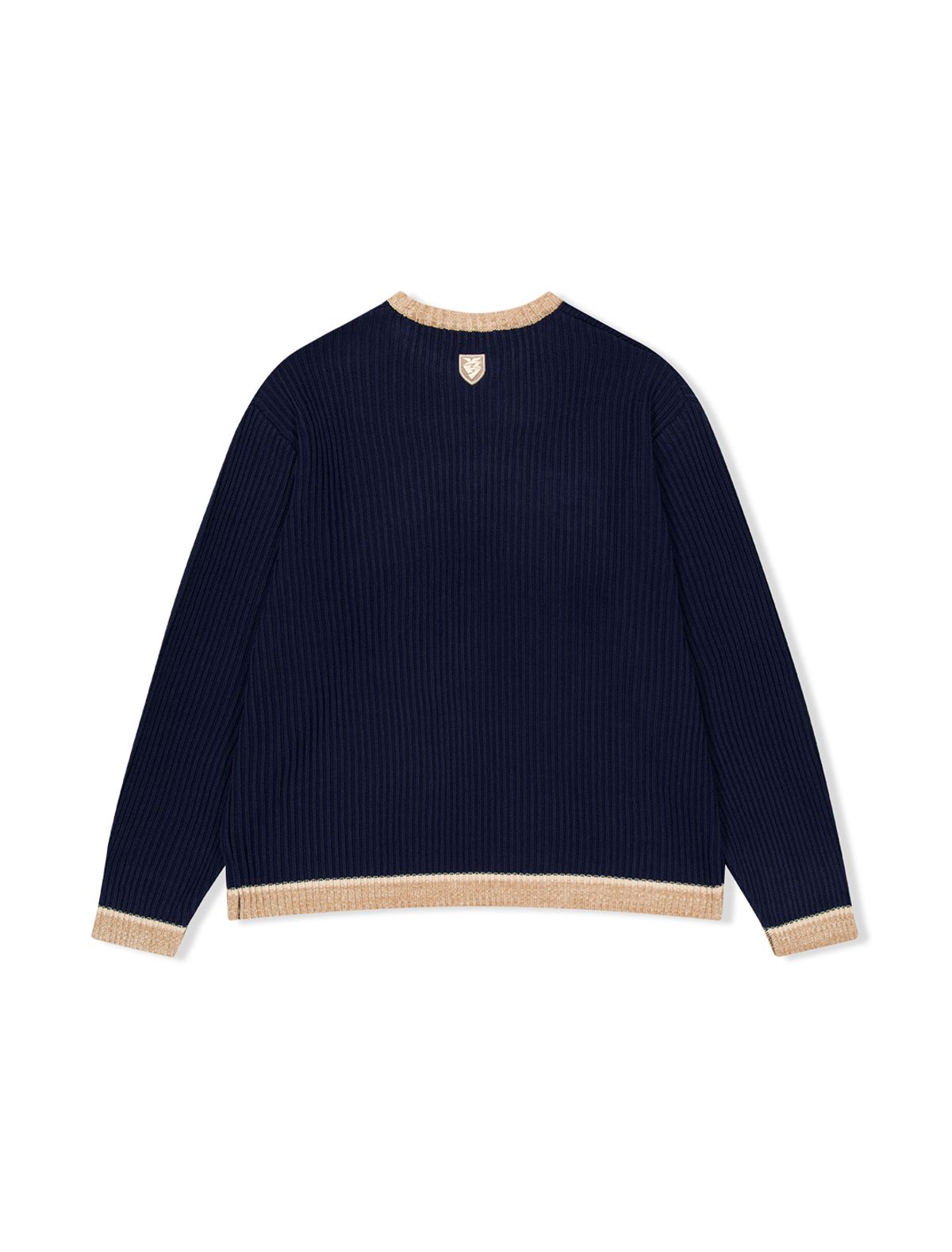 예스아이씨(YESEYESEE) Logo Applique Knit Pullover Navy