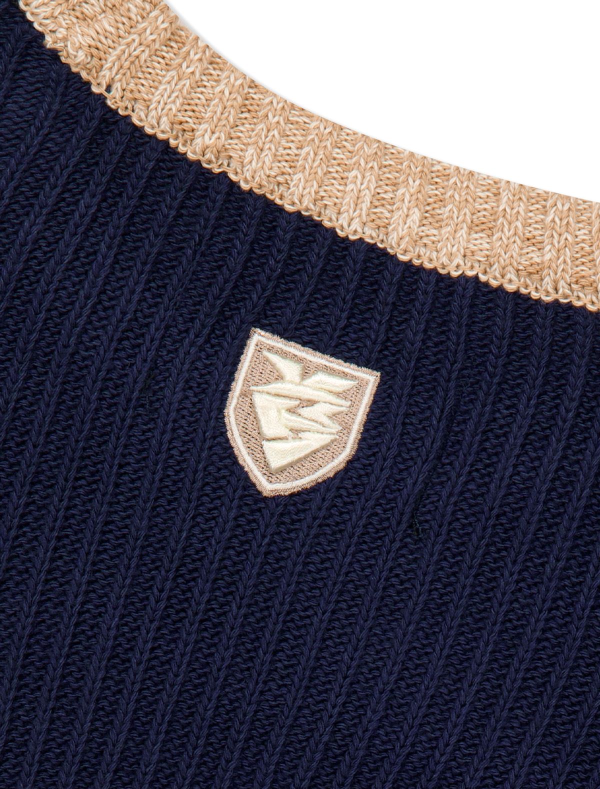 예스아이씨(YESEYESEE) Logo Applique Knit Pullover Navy