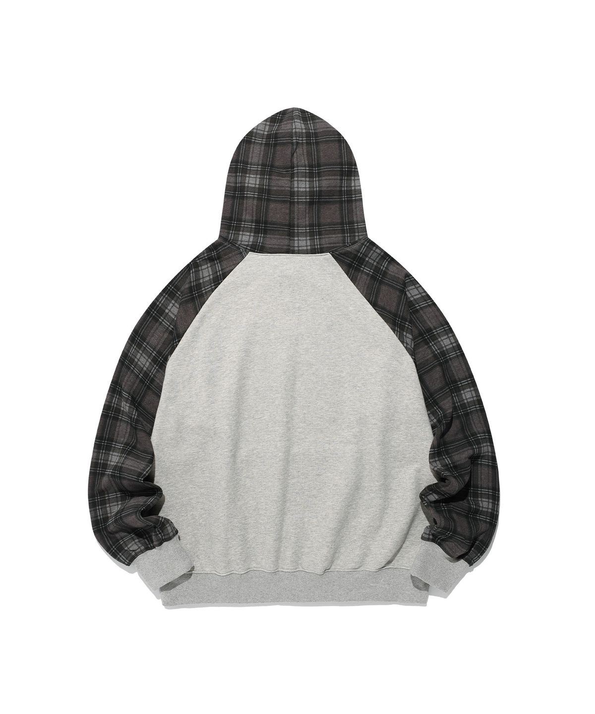 이스트쿤스트(ISTKUNST) STAR LOGO CHECK RAGLAN HOODIE_GREY(IK2FFMM408A)