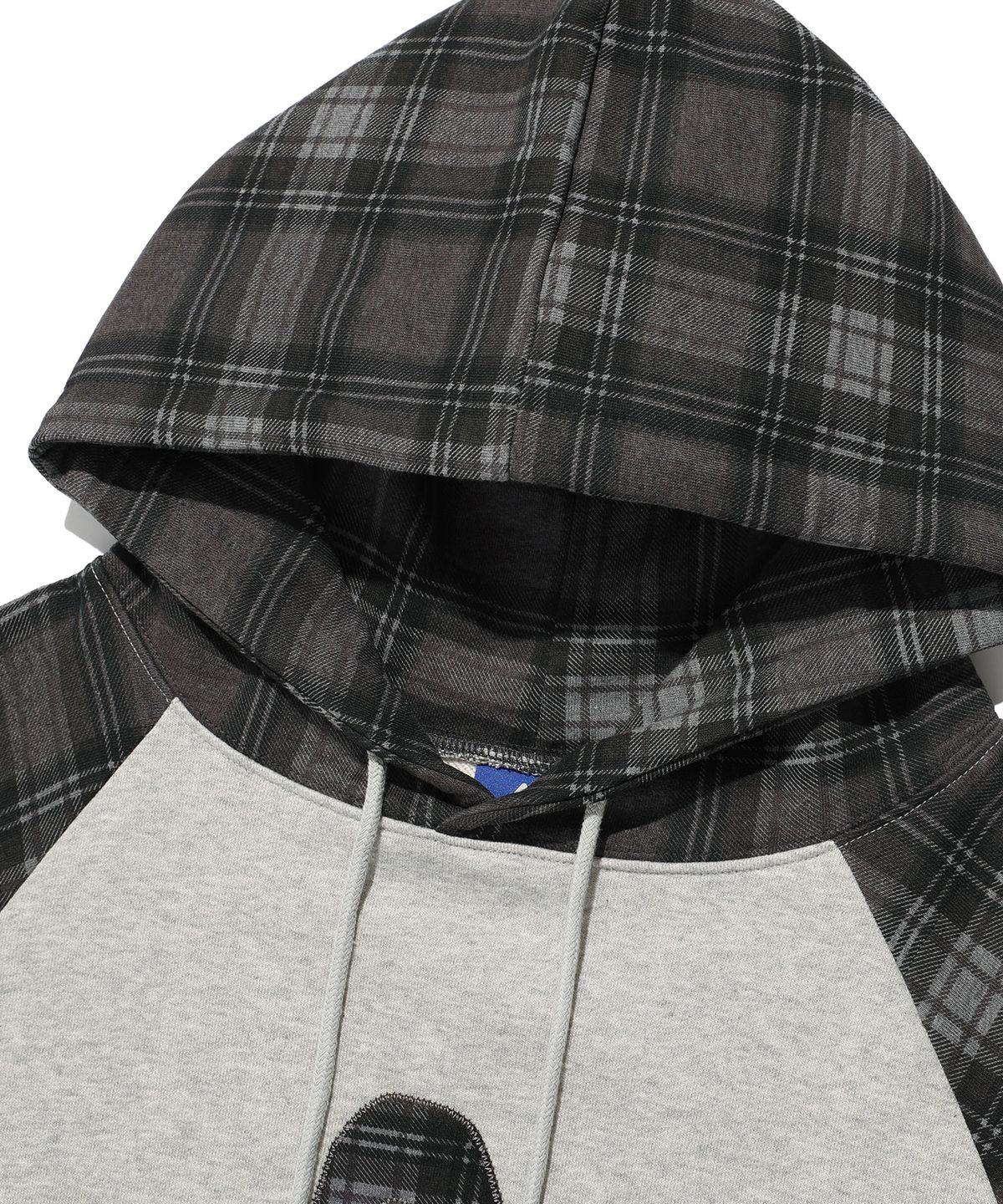 이스트쿤스트(ISTKUNST) STAR LOGO CHECK RAGLAN HOODIE_GREY(IK2FFMM408A)