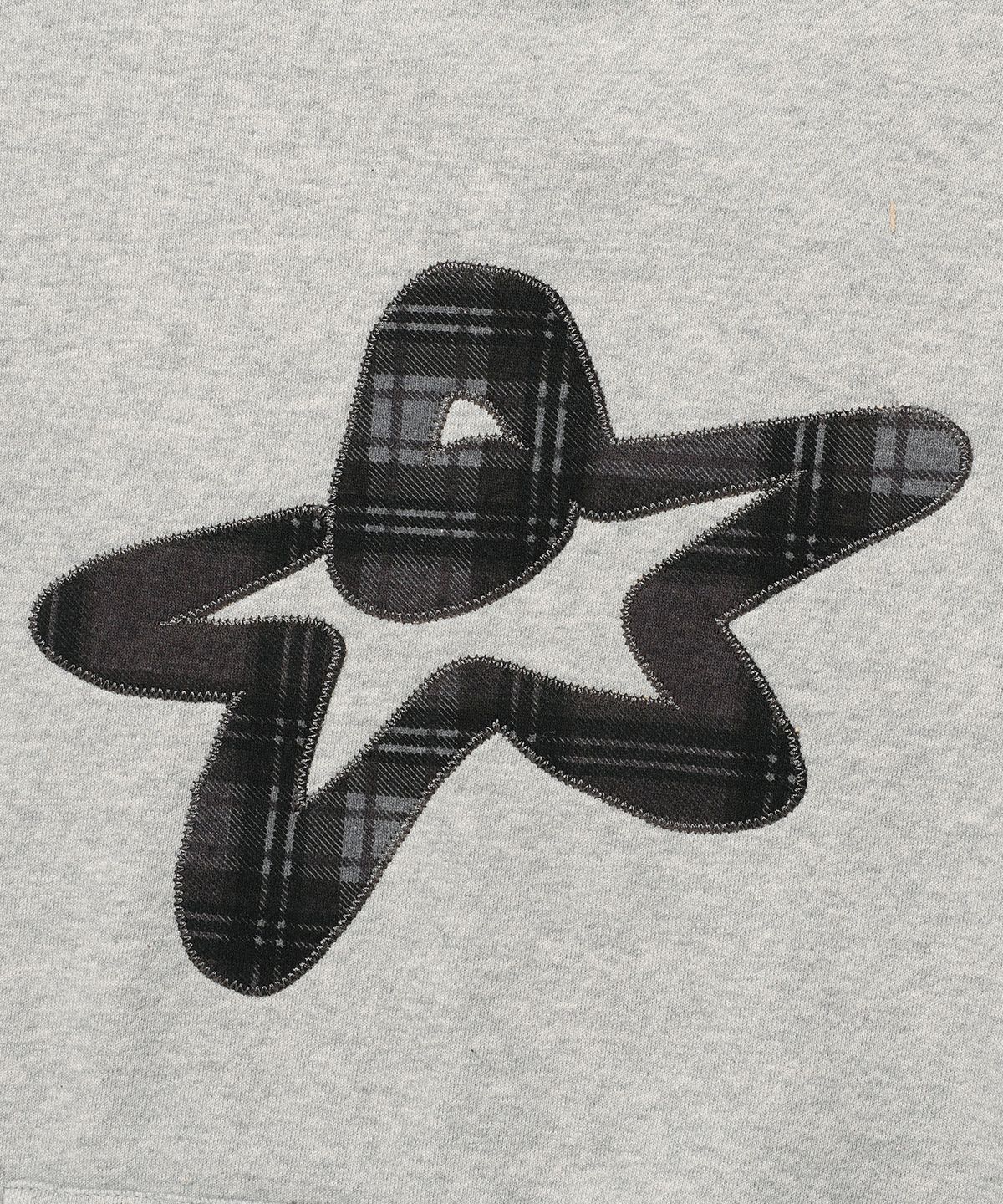 이스트쿤스트(ISTKUNST) STAR LOGO CHECK RAGLAN HOODIE_GREY(IK2FFMM408A)