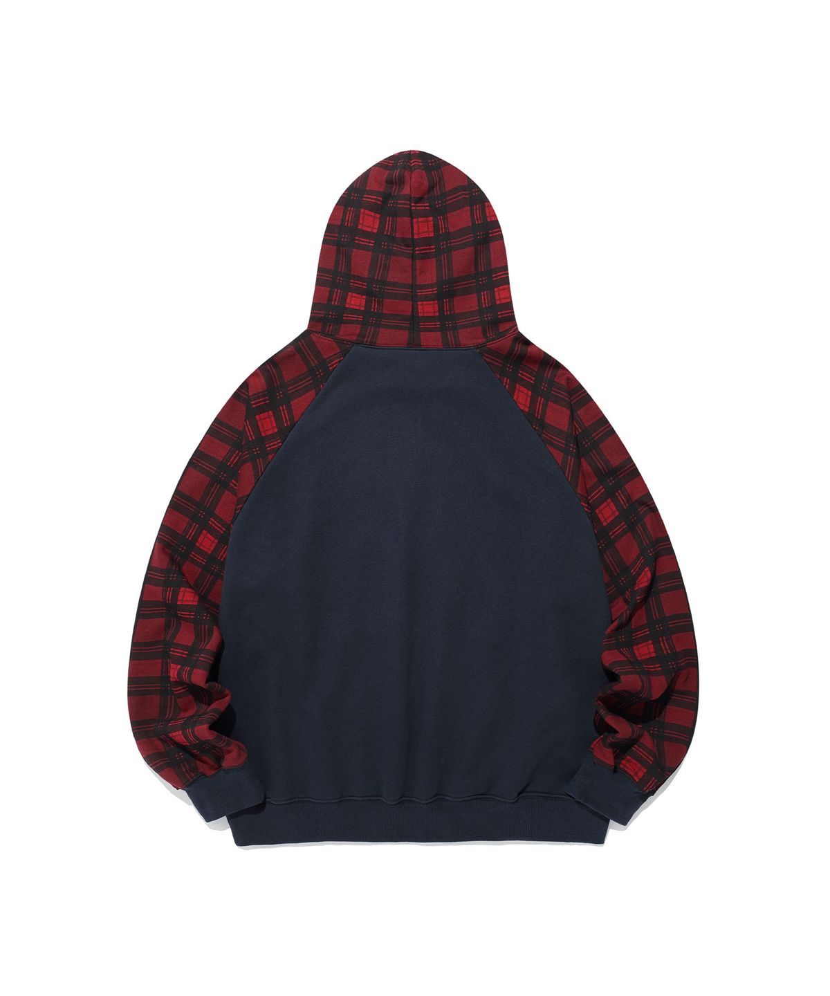 이스트쿤스트(ISTKUNST) STAR LOGO CHECK RAGLAN HOODIE_NAVY(IK2FFMM408A)