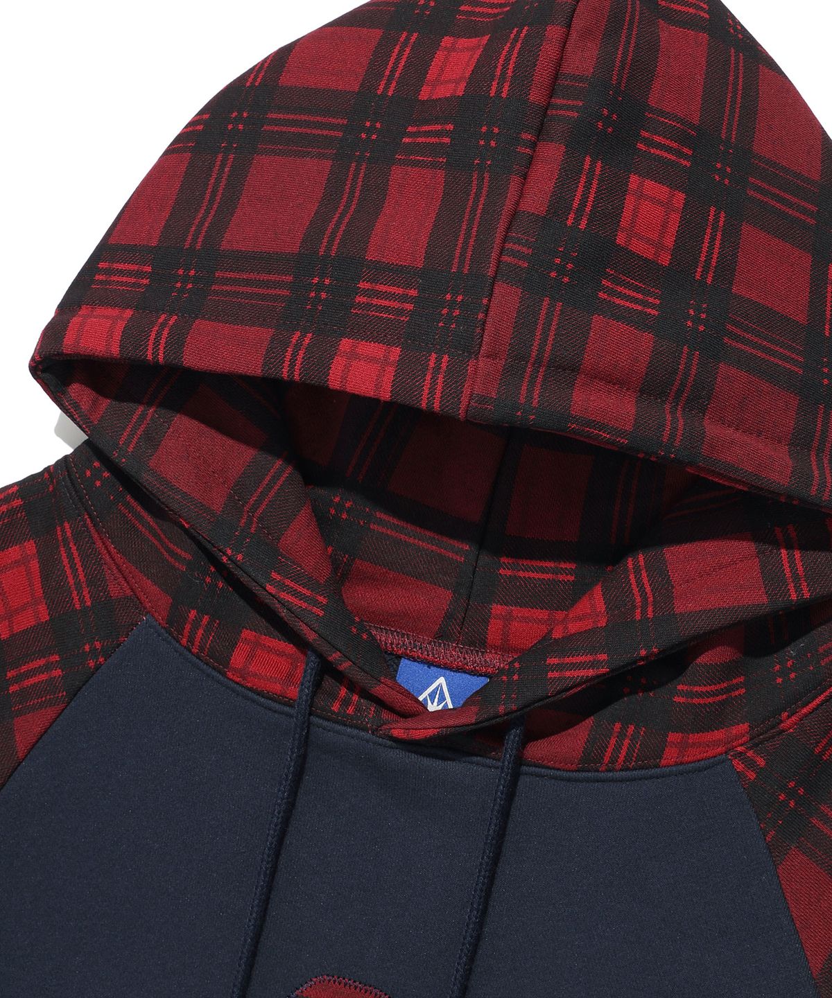 이스트쿤스트(ISTKUNST) STAR LOGO CHECK RAGLAN HOODIE_NAVY(IK2FFMM408A)