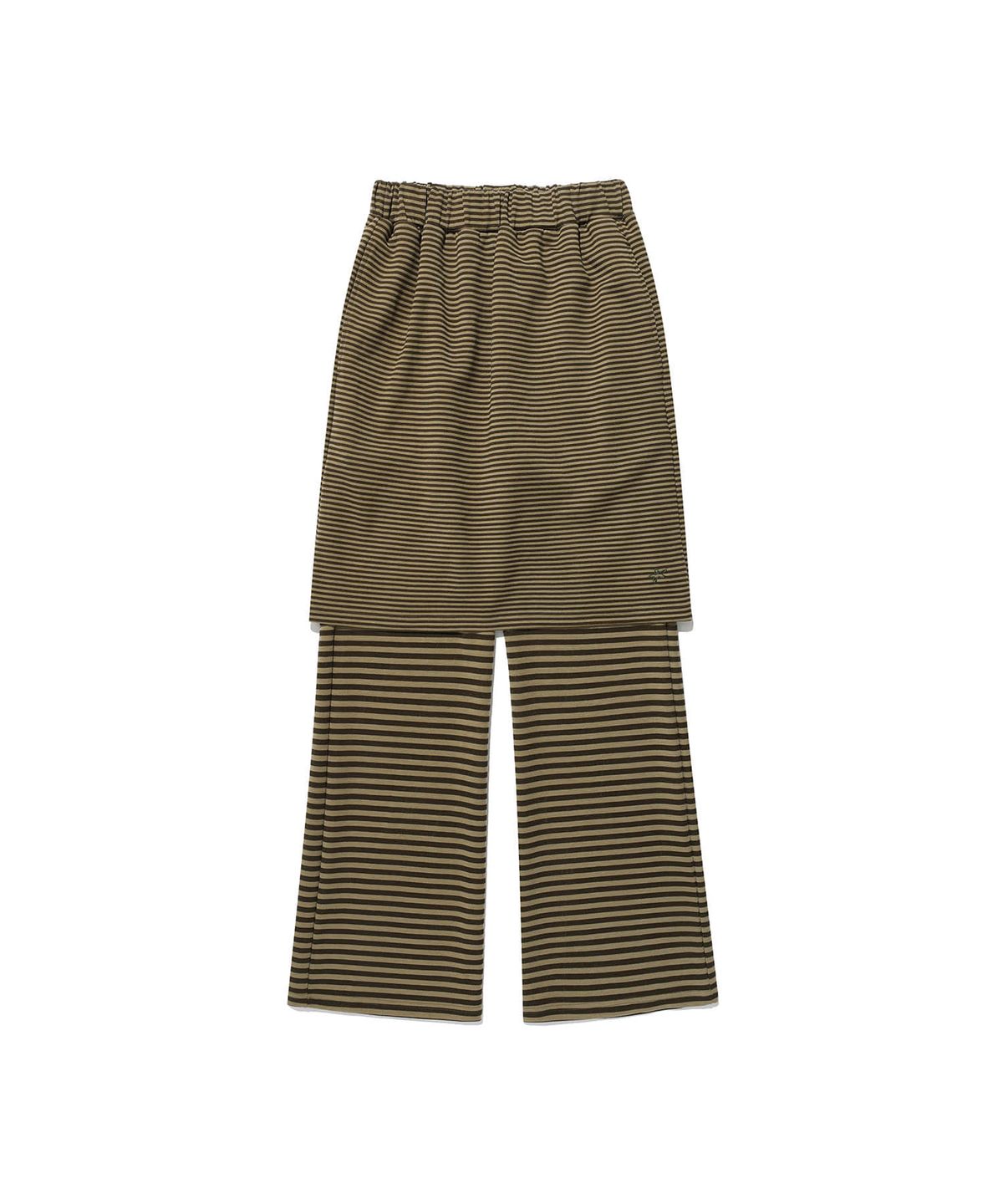이스트쿤스트(ISTKUNST) STRIPE MIDI LAYERD SKIRT PANTS_KHAKI(IK2FFFPA90A)
