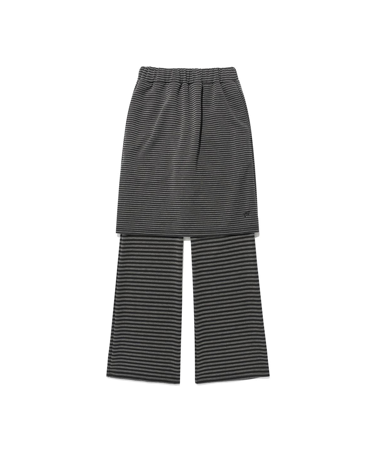 이스트쿤스트(ISTKUNST) STRIPE MIDI LAYERD SKIRT PANTS_BLACK(IK2FFFPA90A)