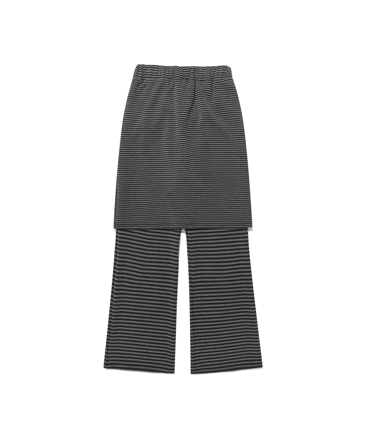 이스트쿤스트(ISTKUNST) STRIPE MIDI LAYERD SKIRT PANTS_BLACK(IK2FFFPA90A)