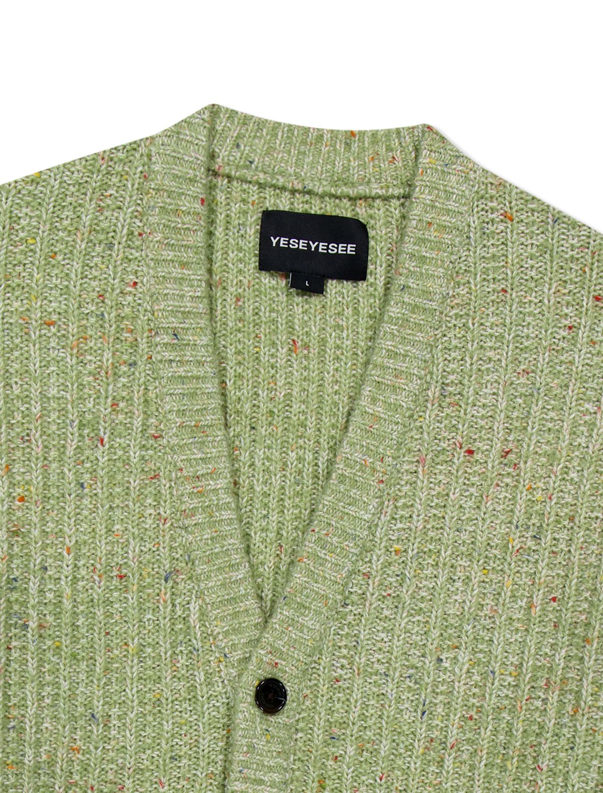 예스아이씨(YESEYESEE) Speckle Yarn Knit Cardigan Green