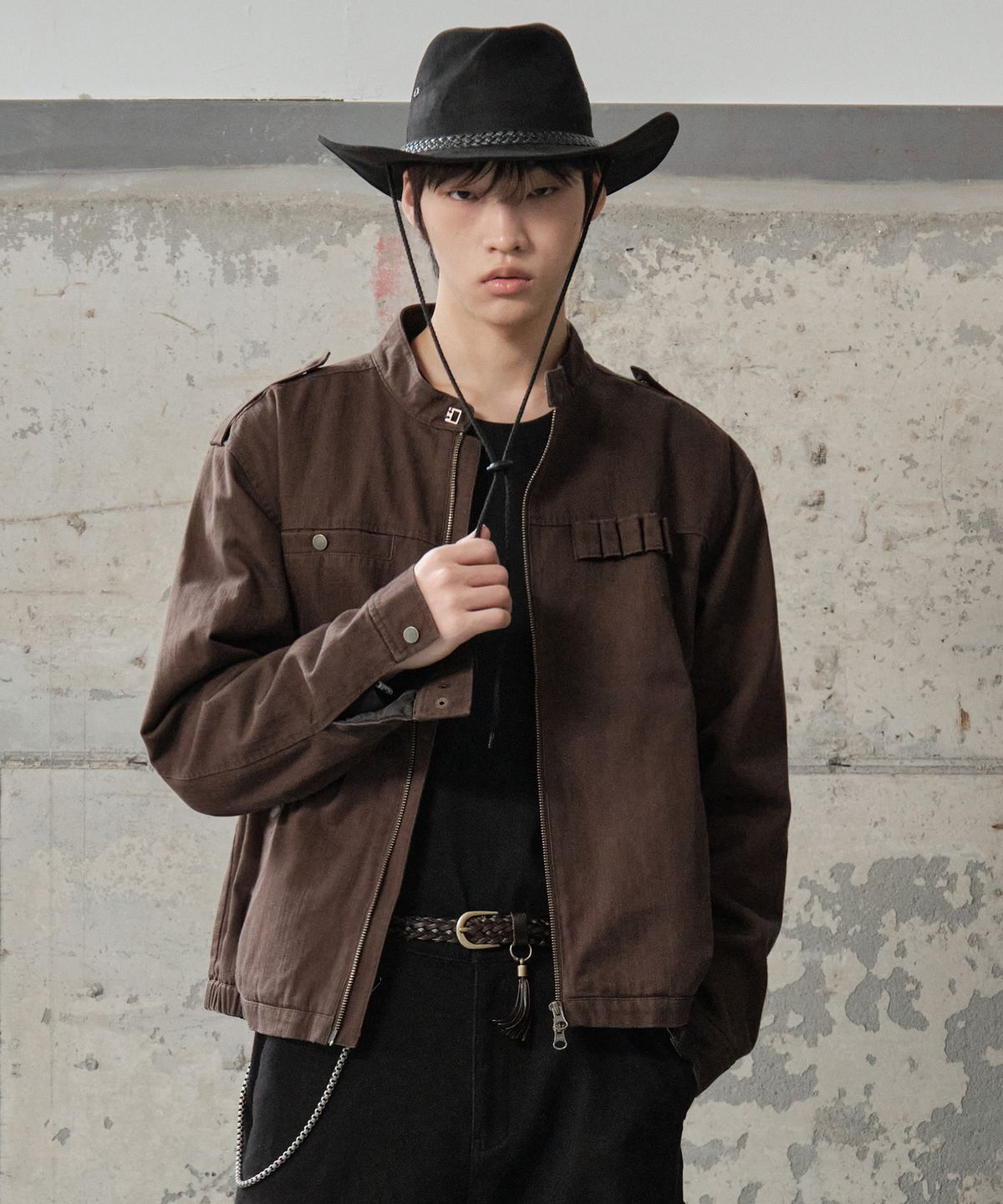세컨모놀로그(SECONDMONO) 빈티지 워싱 코튼 불렛루프 밀리터리 퀼팅 자켓 [BROWN]_SEJK028BROWN