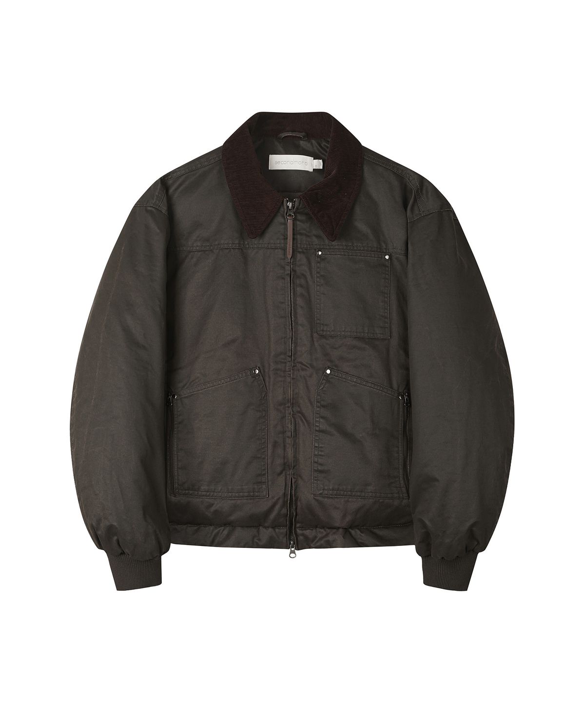 세컨모놀로그(SECONDMONO) [리뉴얼ver.]Waxed Carpenter Pocket Work Padding [BROWN]_SEJP012BROWN