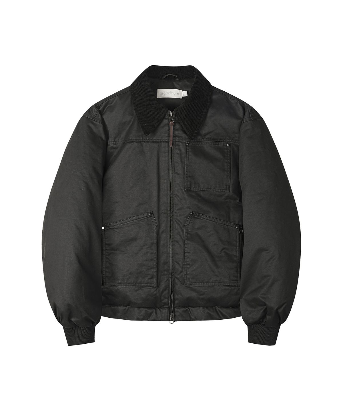 세컨모놀로그(SECONDMONO) [리뉴얼ver.]Waxed Carpenter Pocket Work Padding [BLACK]_SEJP012BLACK