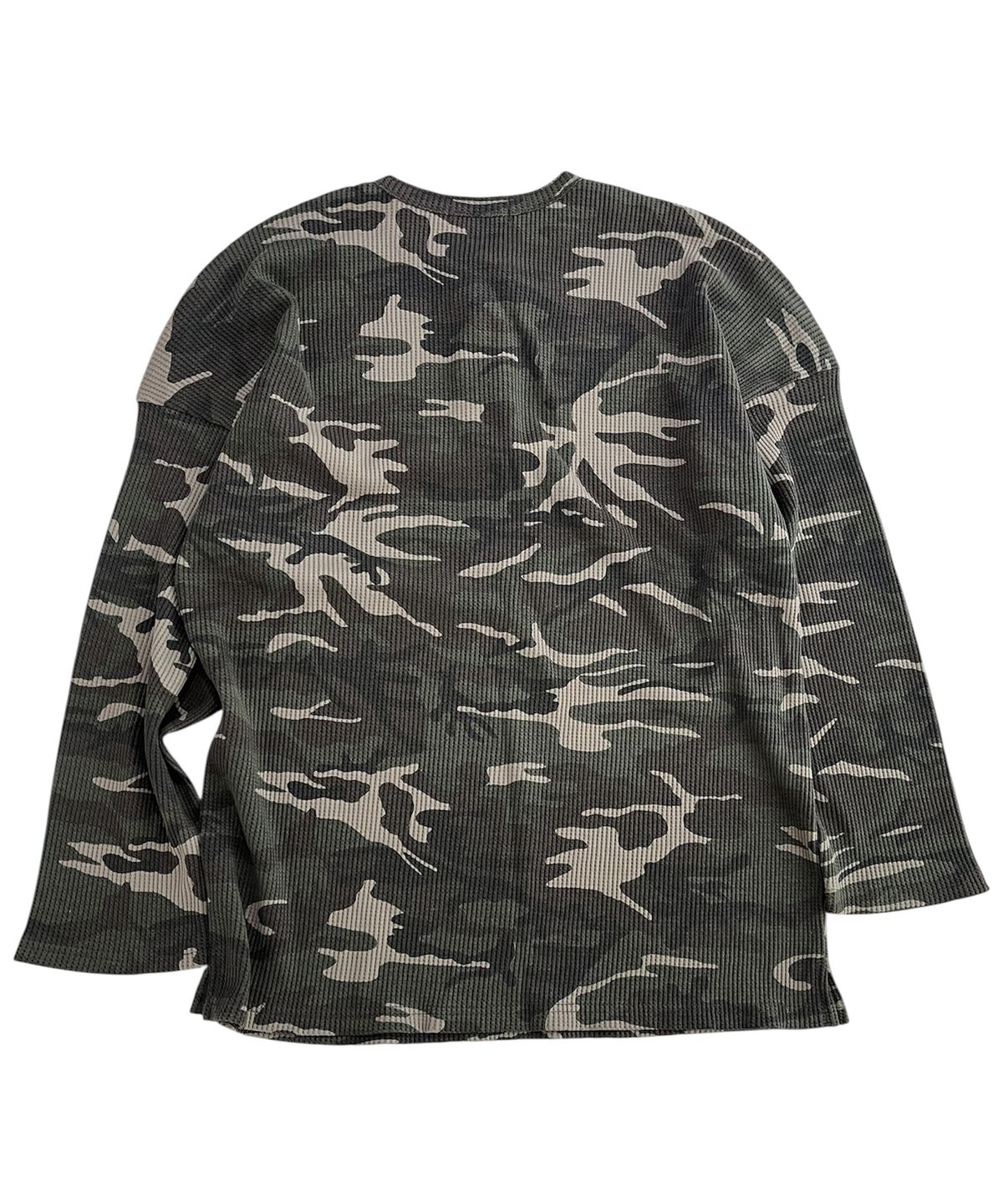 스케이터락(SK8ER ROCK) Double Cross Camouflage Henley Neck T-shirt ((khaki))