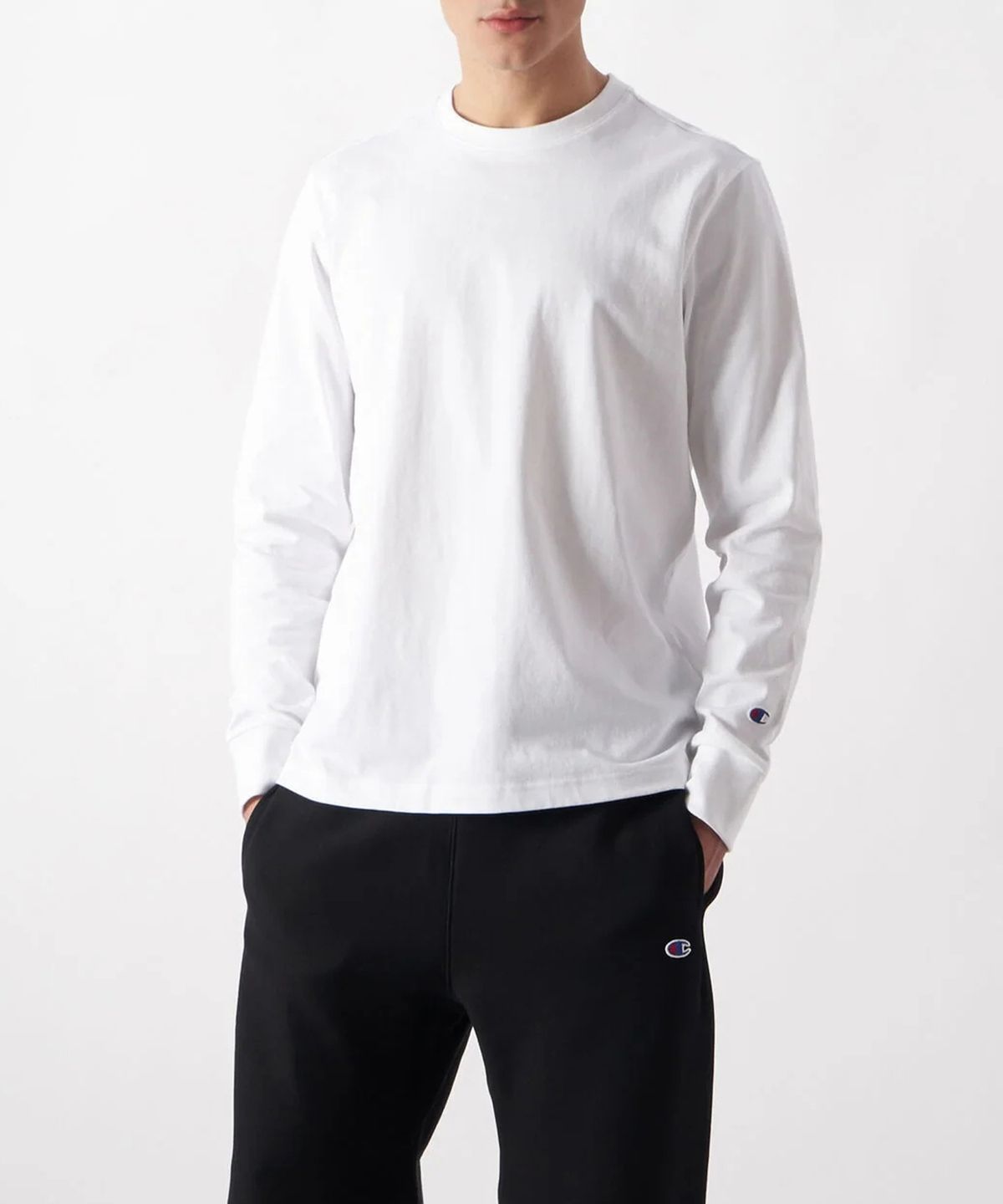 챔피온(CHAMPION) 리버스위브 루즈핏 롱슬리브 티셔츠 White