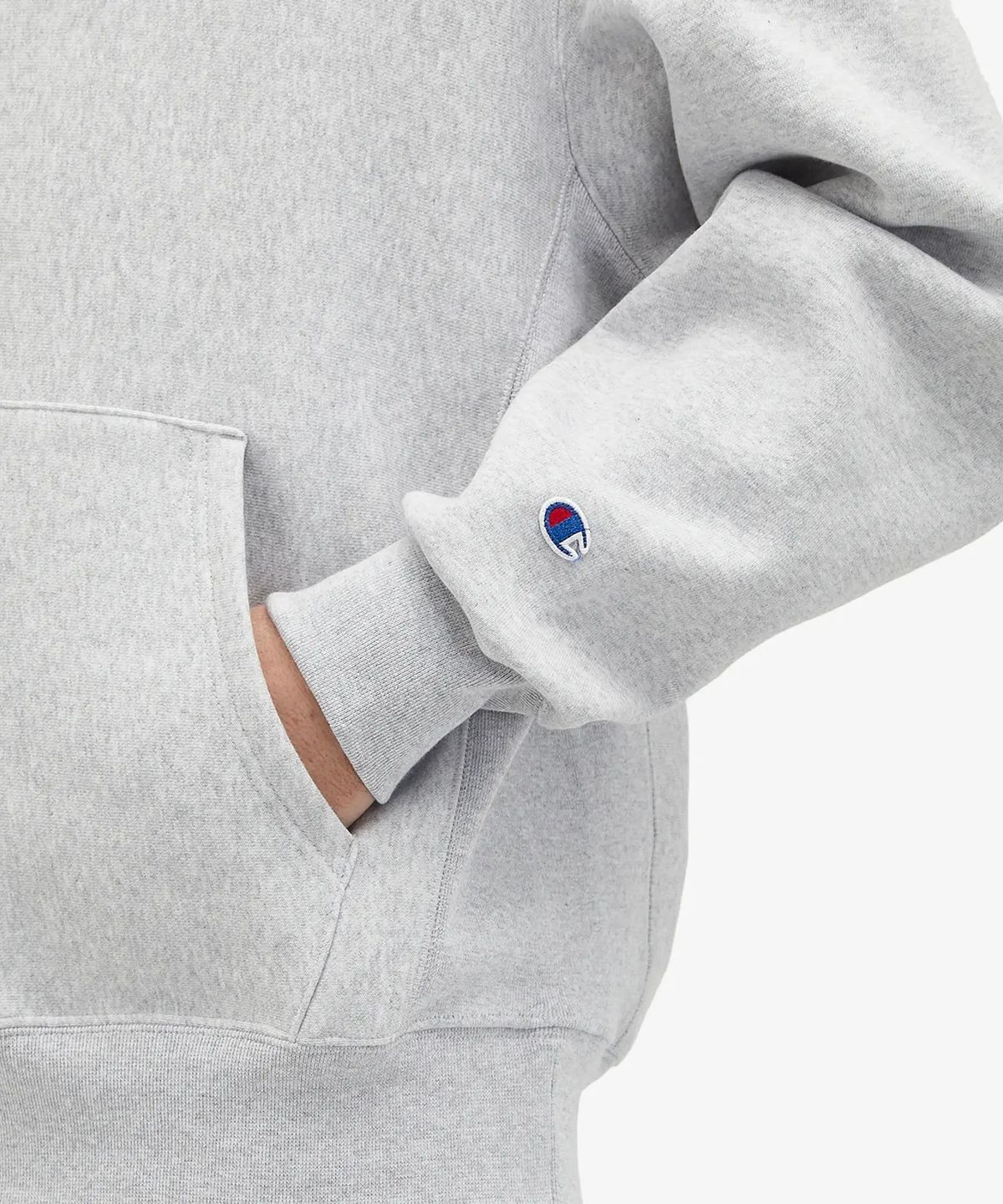 챔피온(CHAMPION) 리버스위브 루즈핏 기모 후드 티셔츠 Light Grey
