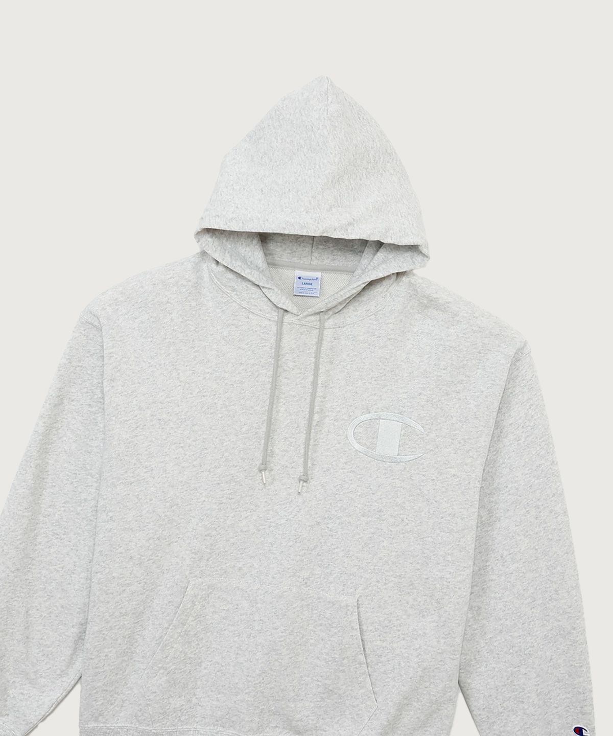 챔피온(CHAMPION) 빅 C로고 오버핏 후드 티셔츠 Heather Grey