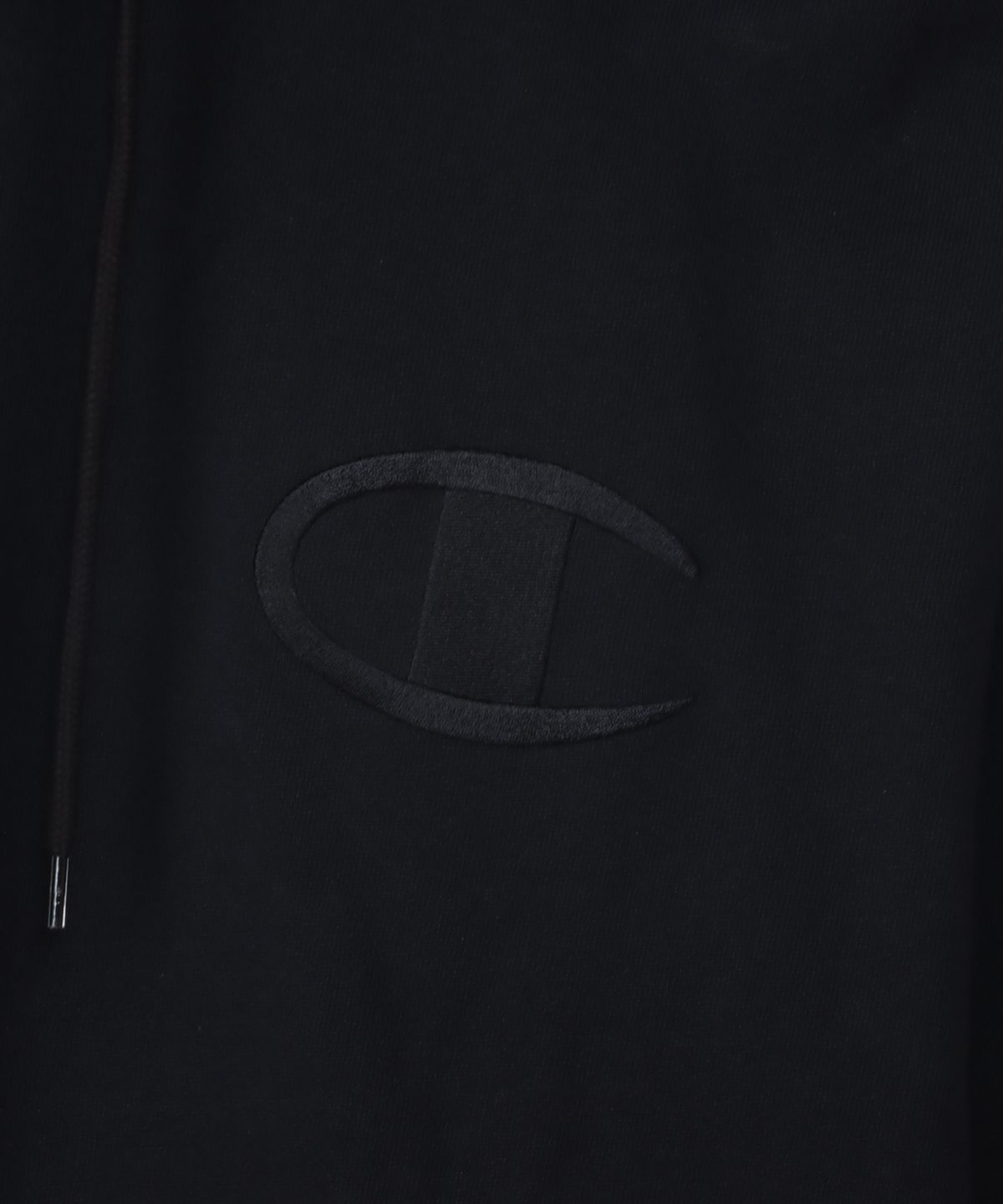 챔피온(CHAMPION) 빅 C로고 오버핏 후드 티셔츠 Black