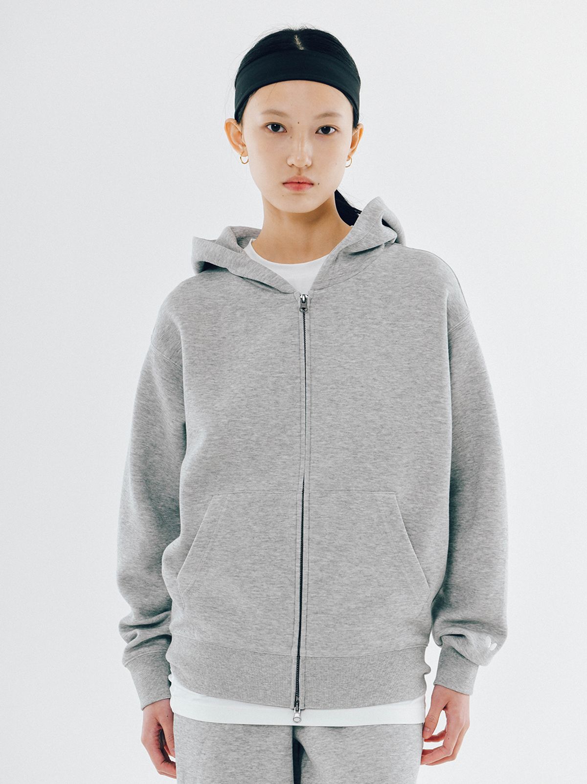 버터플라이 스포츠웨어(BUTTERFLY SPORTSWEAR) 오리지널 자수 로고 2WAY 후드집업 그레이