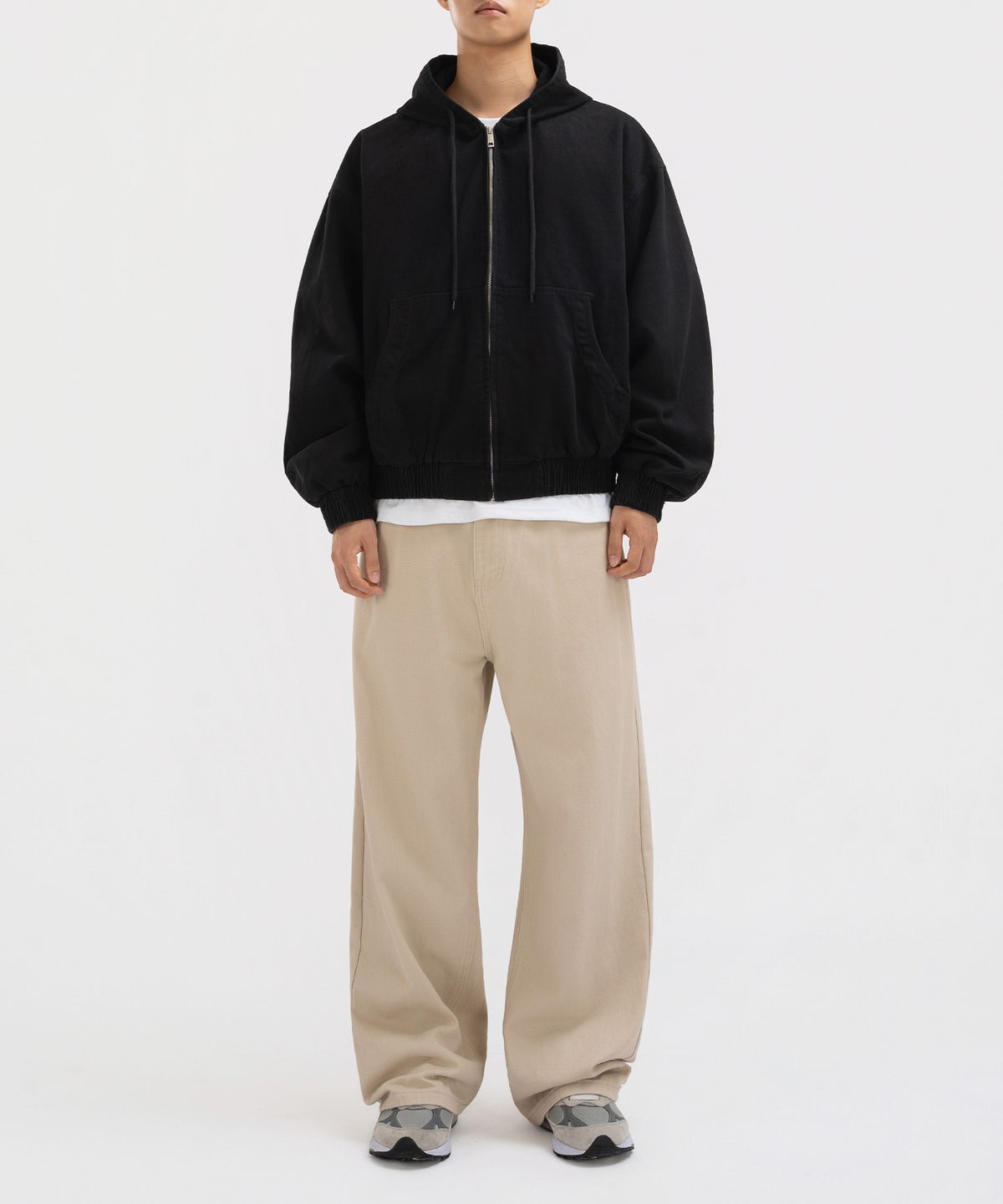 언더오프(UNDEROFF) 크롭 후드 집업 워크 자켓 페일퍼플